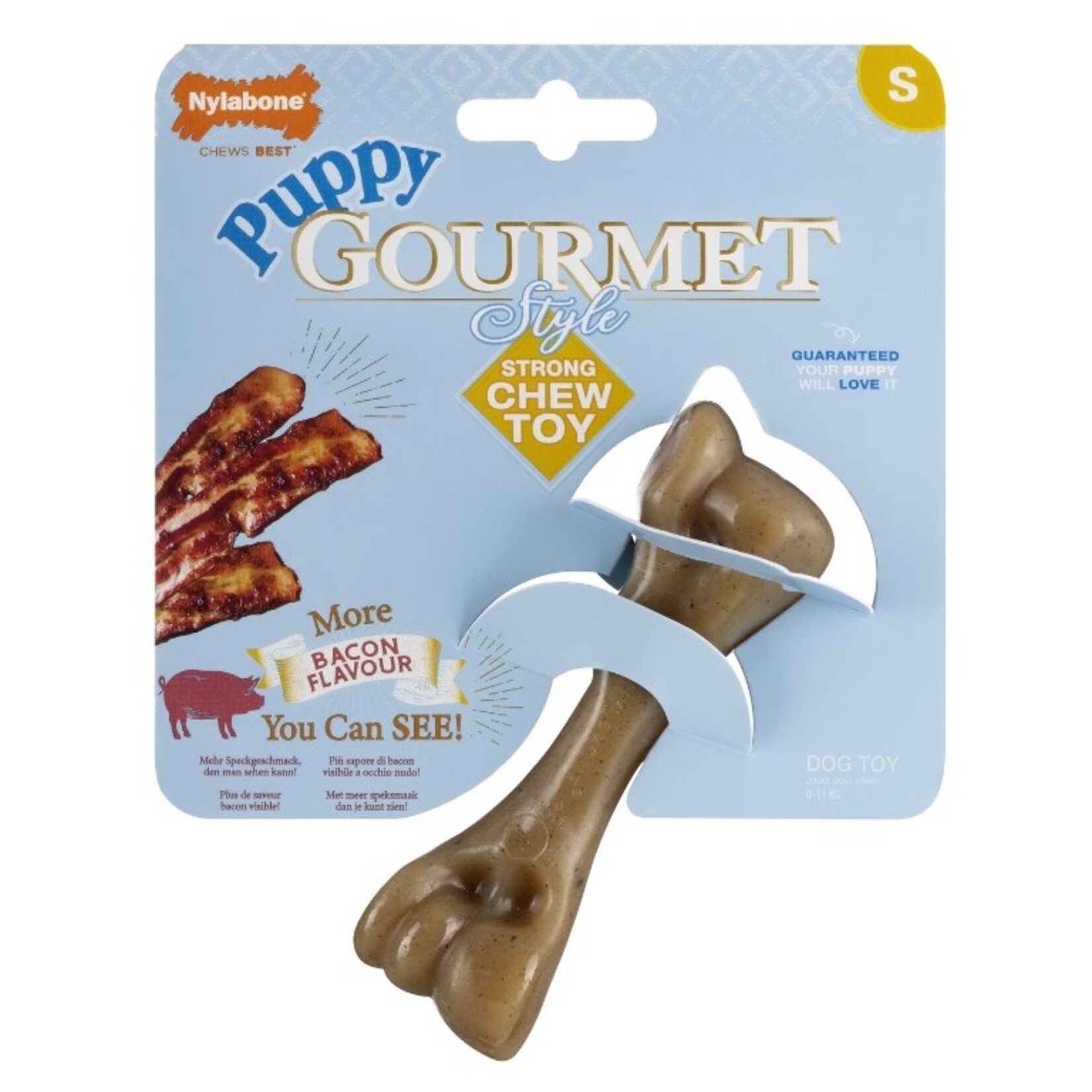 Nylabone Puppy Gourmet Femur Strong Chew Toy, Bacon, Small
