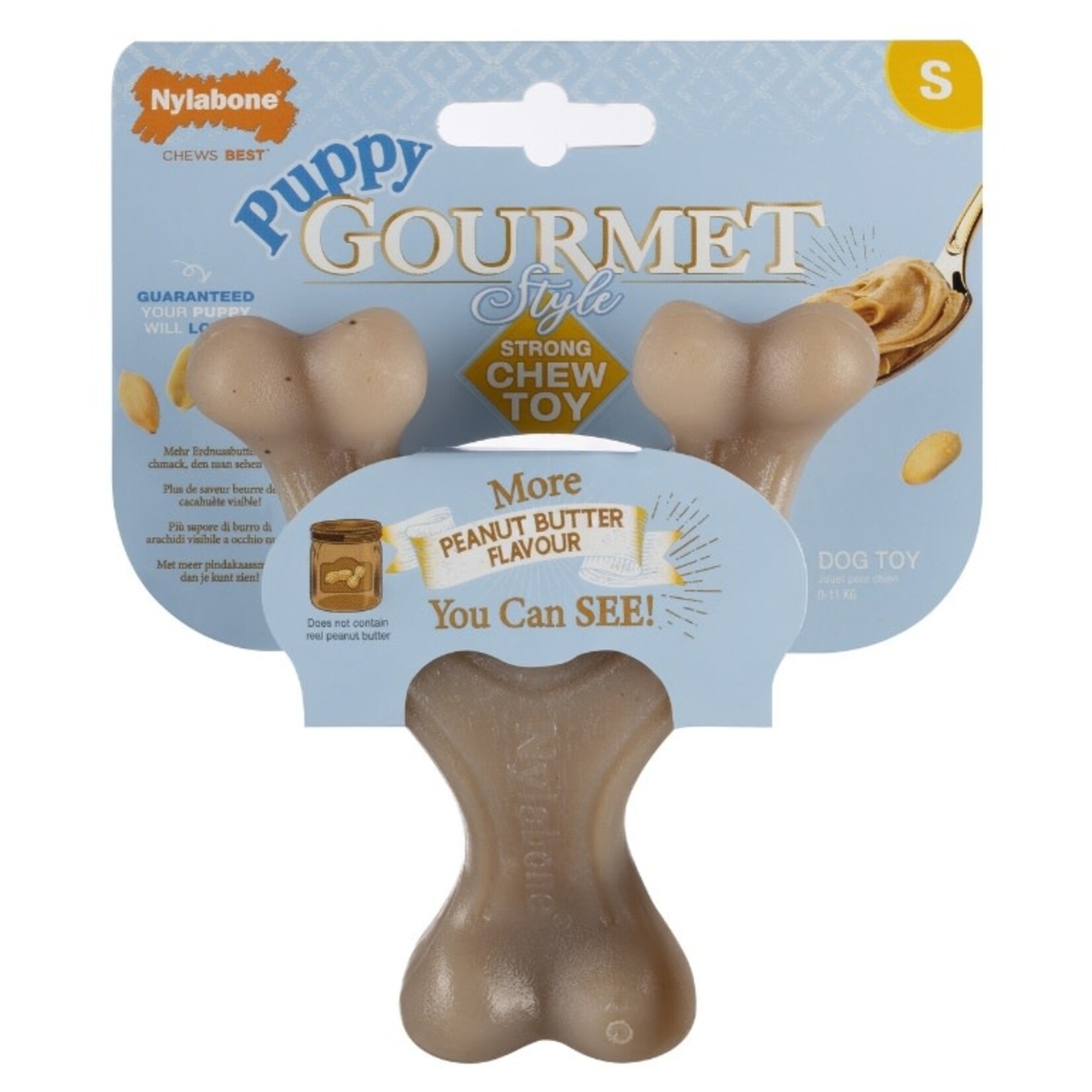 Nylabone Puppy Gourmet Wishbone Strong Chew Toy, Peanut Butter, Small