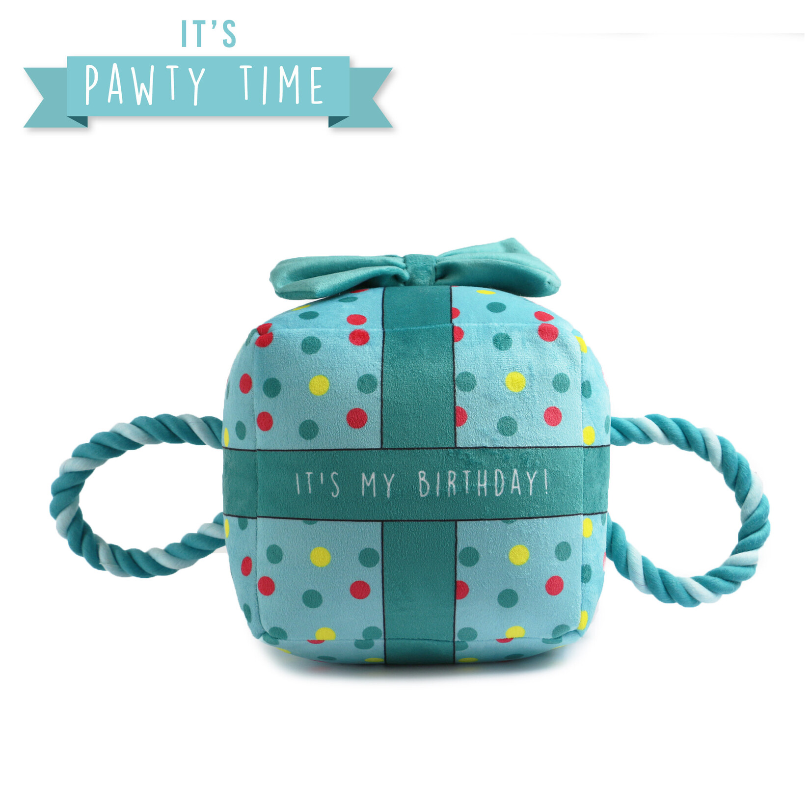 Ancol It's My Birthday Present Plush Rope Dog Toy, Blue