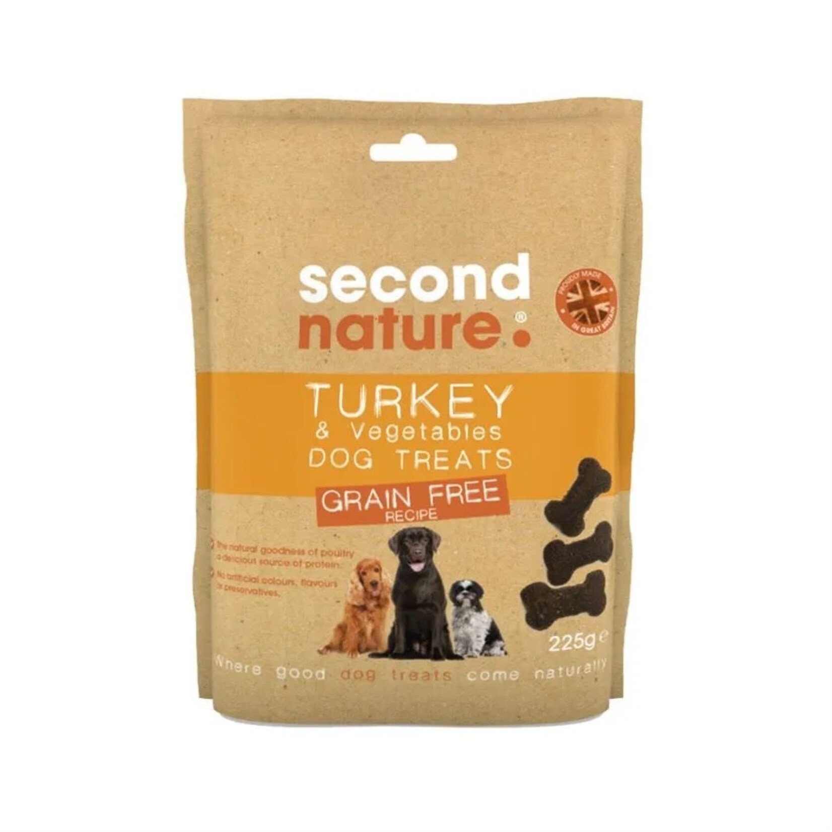 Second Nature Grain Free Turkey & Vegetable Dog Treats, 225g