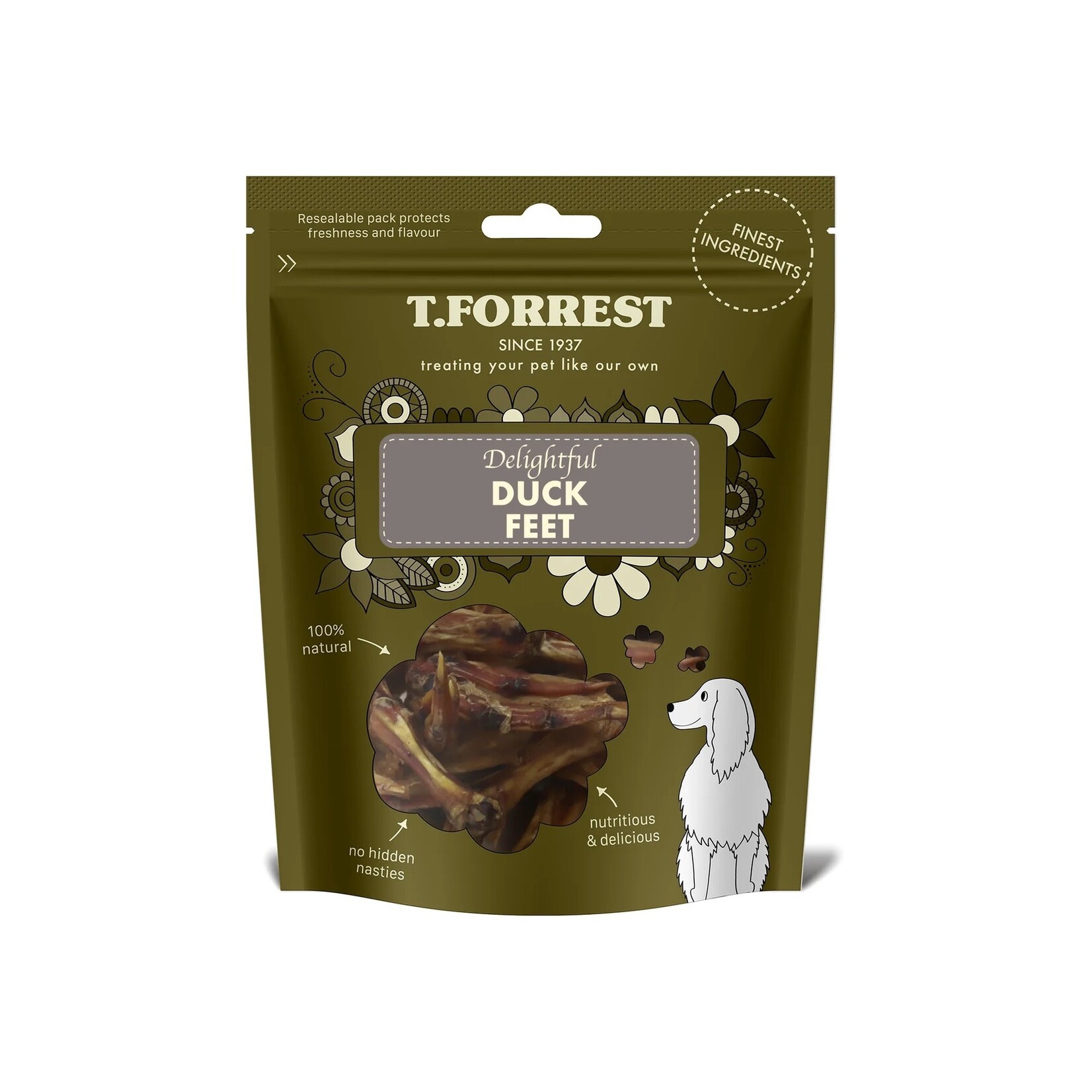 T.Forrest Air Dried Duck Feet Dog Treats, 100g