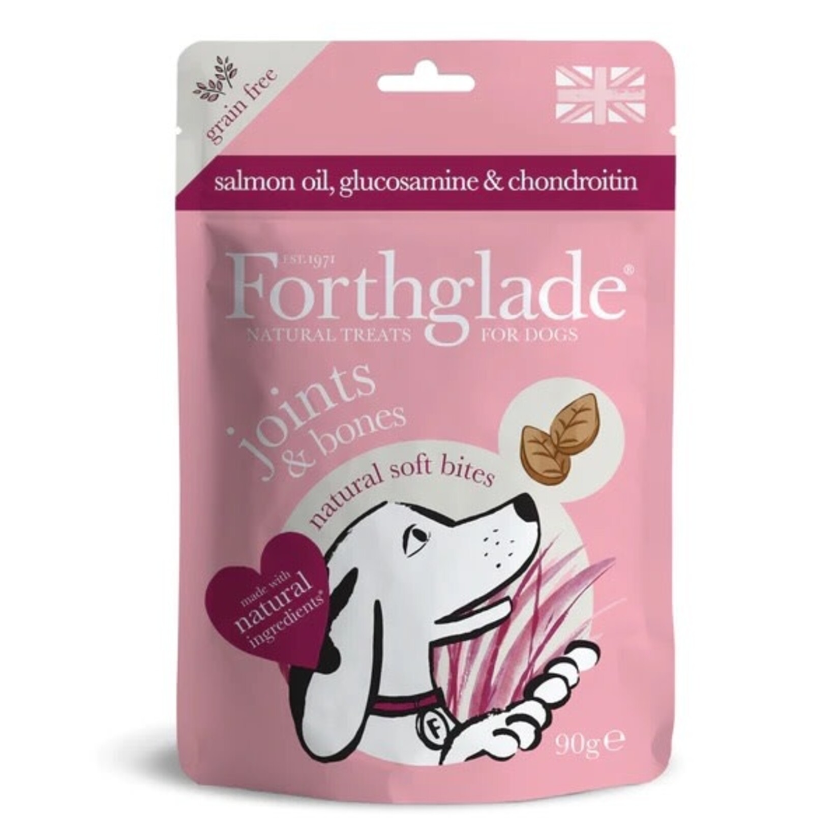 Forthglade Grain Free Joints & Bones Natural Soft Bites with Salmon Oil, Glucosamine & Chondroitin, 90g