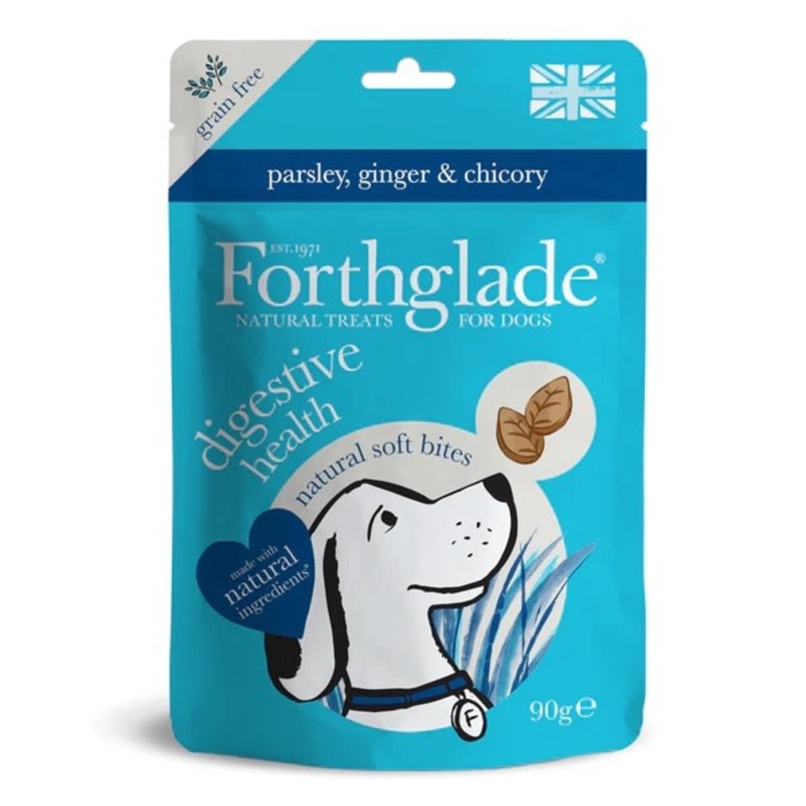 Forthglade Grain Free Digestive Health Natural Soft Bites with Parsley, Ginger & Chicory Dog Treats, 90g