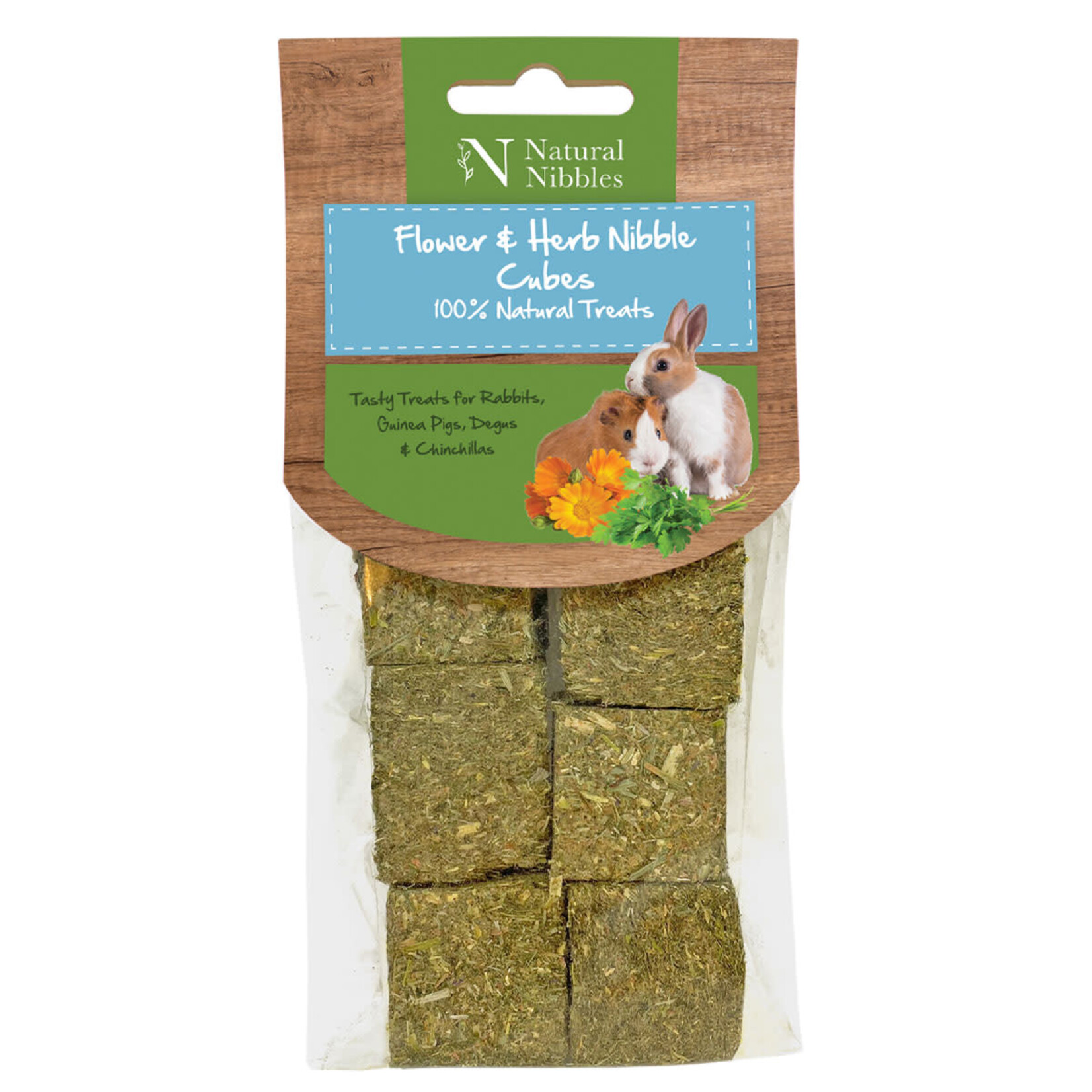 Petlife Natural Nibbles Flower & Herb Nibble Cubes Small Animal Treat, 130g