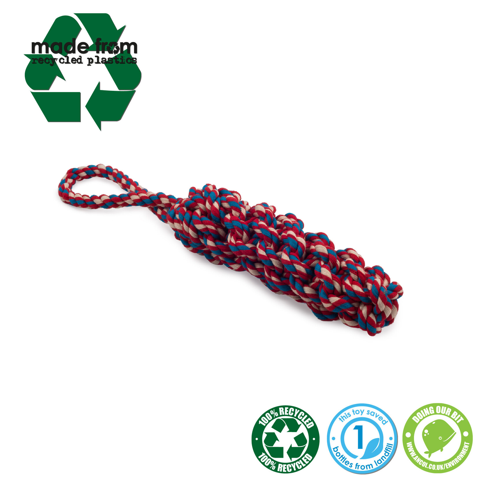 Ancol Recycled Eco-friendly Rope Log Dog Toy, Small