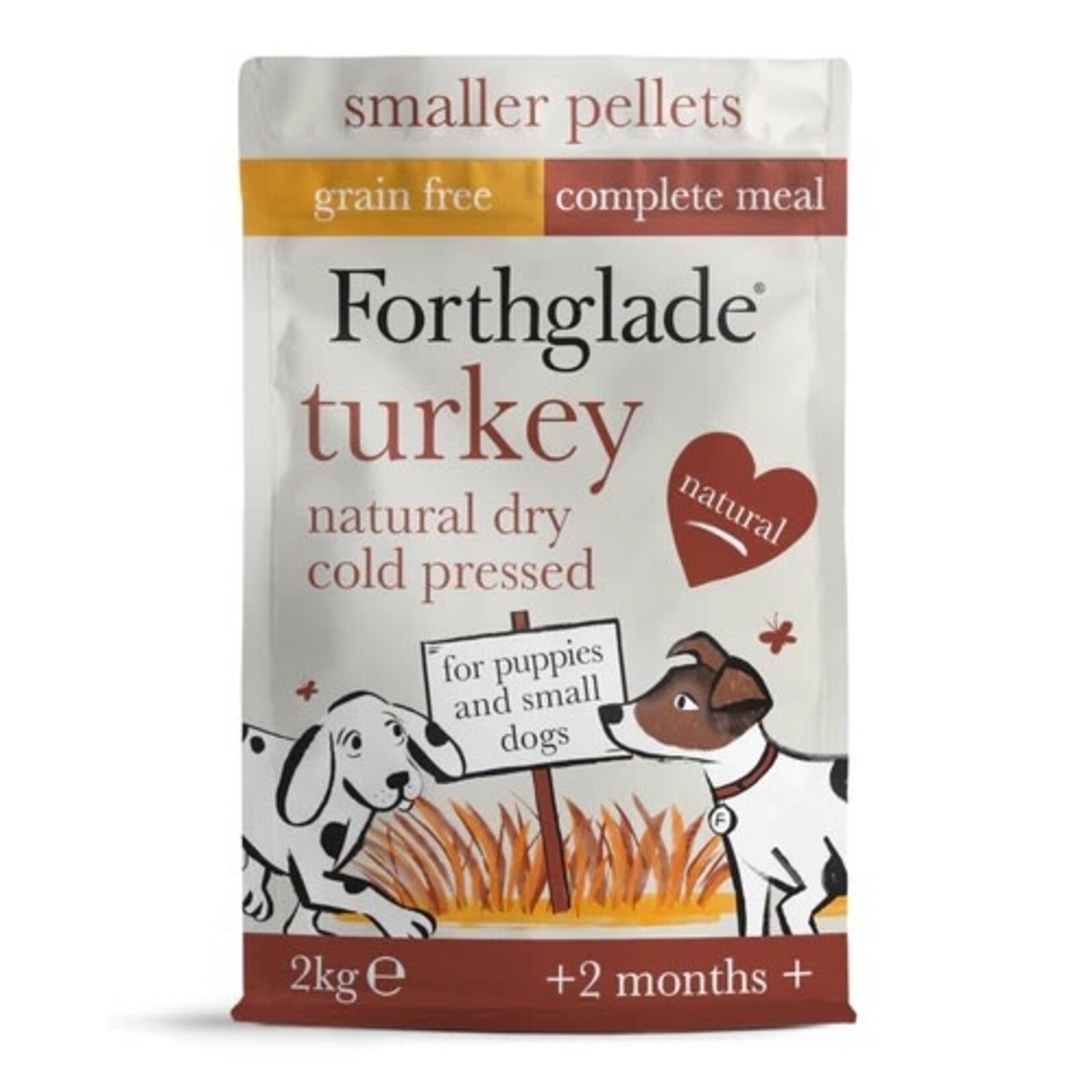 Forthglade Cold Pressed Grain Free Dry Puppy & Small Dog Food, Turkey with Sweet Potato, 2kg