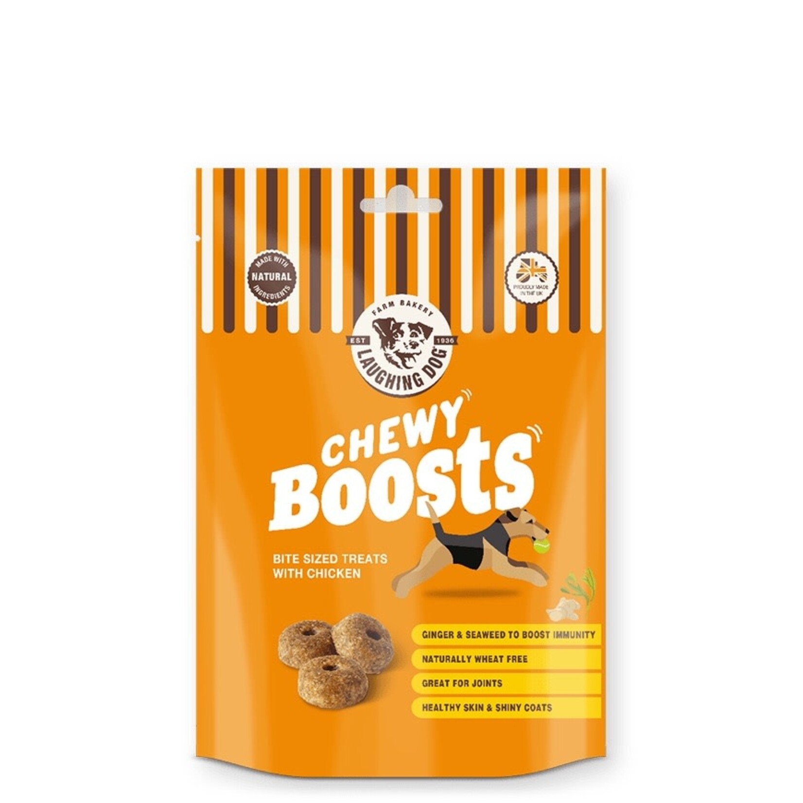 Laughing Dog Wheat Free Chewy Boosts Bite-sized Dog Treats with Chicken, 125g