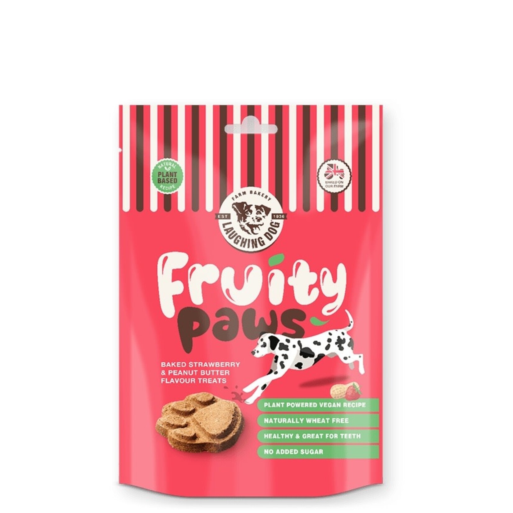 Laughing Dog Wheat Free Fruity Paws Strawberry & Peanut Butter Dog Treats, 125g