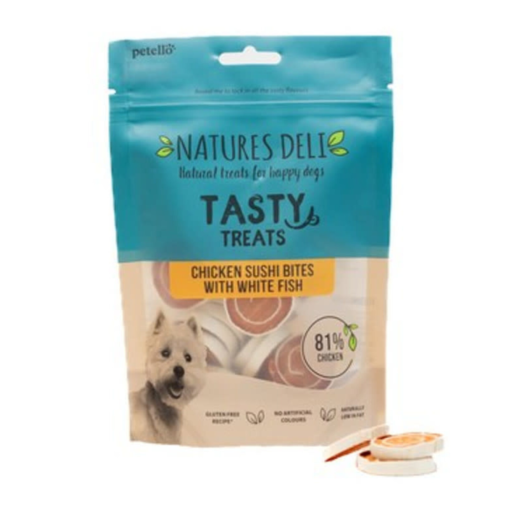 petello Natures Deli Chicken & Fish Sushi Bites Dog Chew Treats, 100g