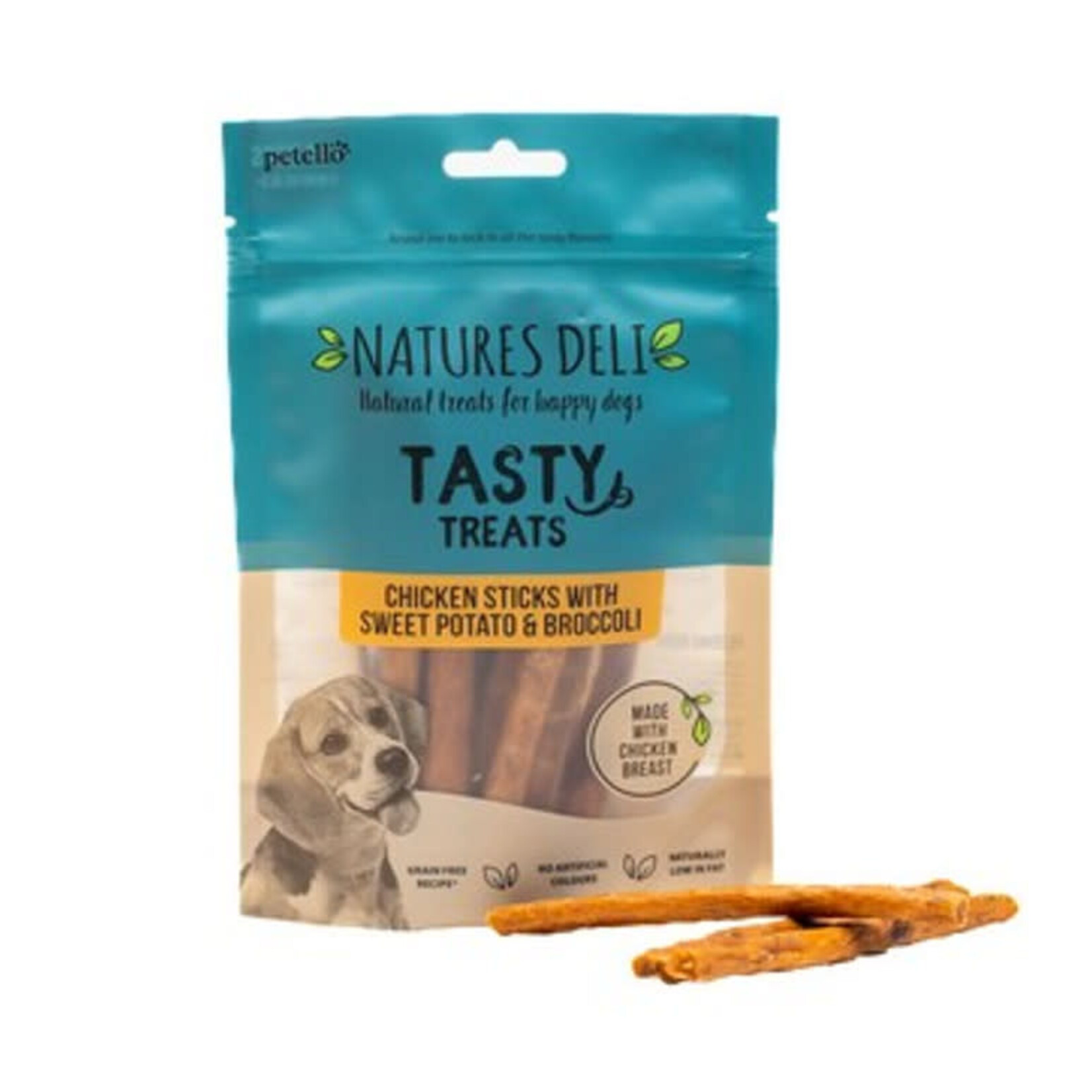 petello Natures Deli Chicken, Sweat Potato & Broccoli Sticks Grain Free Dog Chew Treats, 100g