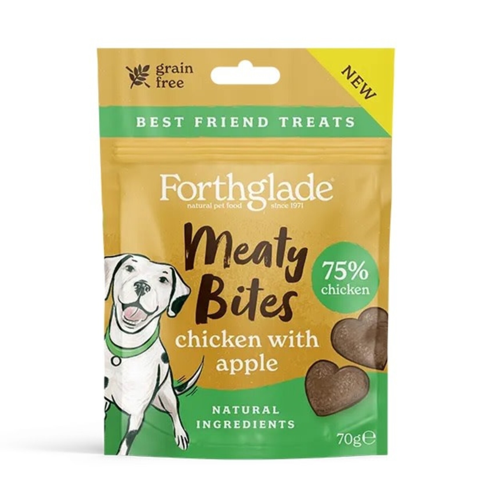 Forthglade Meaty Bites Grain Free Dog Treats Chicken with Apple, 70g