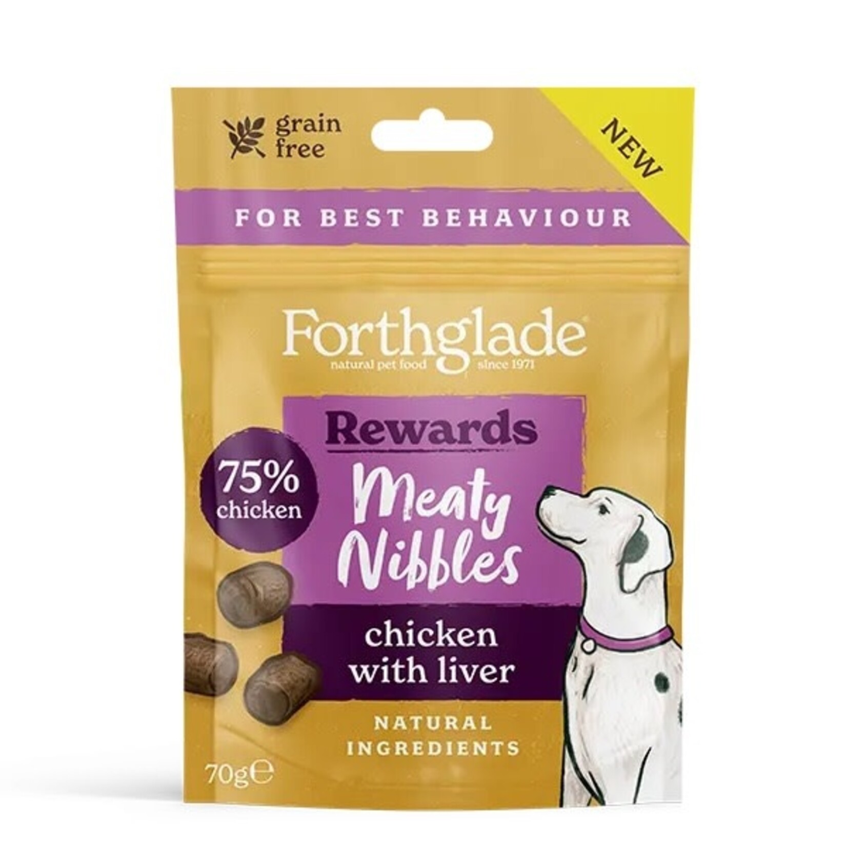 Forthglade Meaty Nibbles Grain Free Dogs Treats Chicken with Liver, 70g