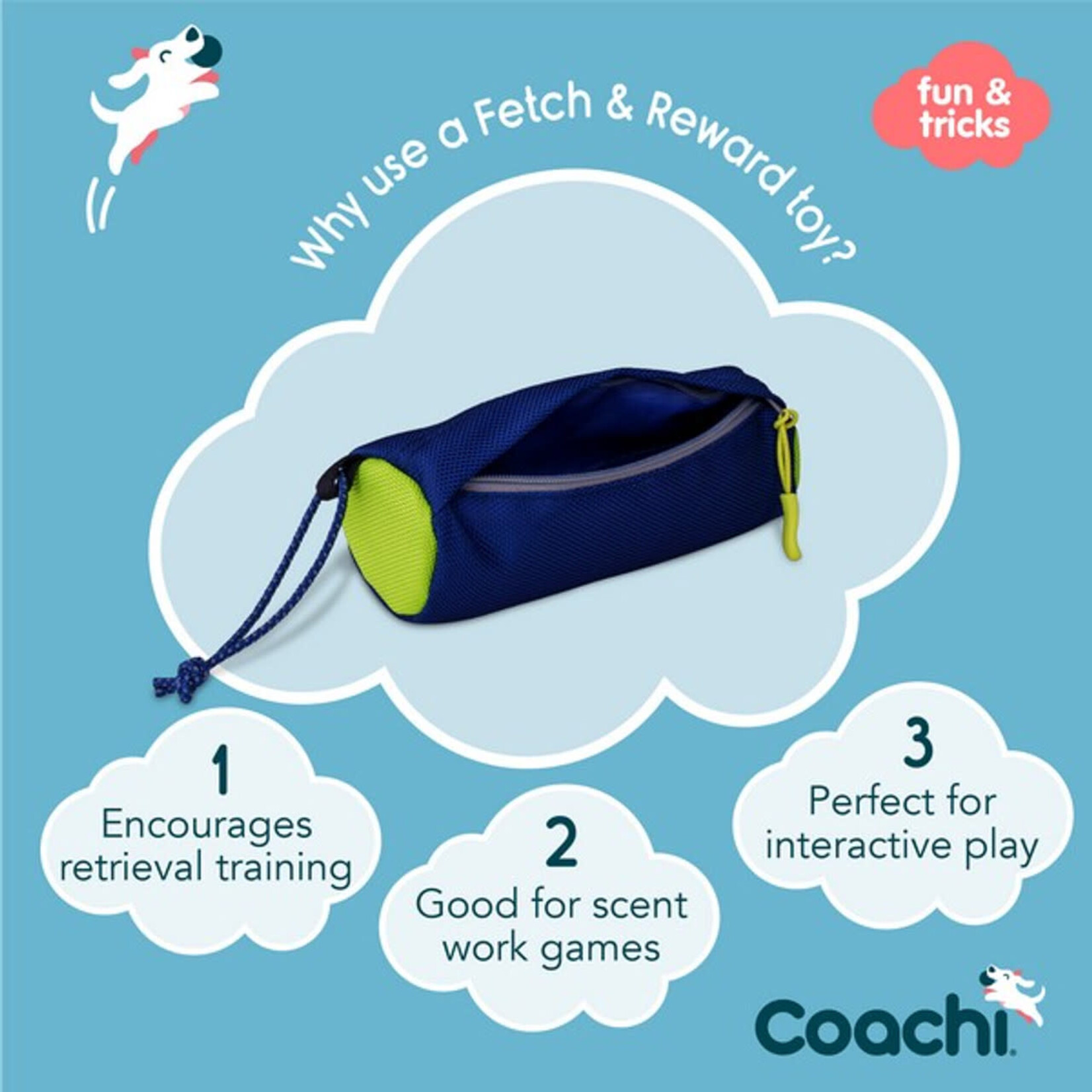 Company of Animals Coachi Fetch & Reward Navy & Lime for Dogs