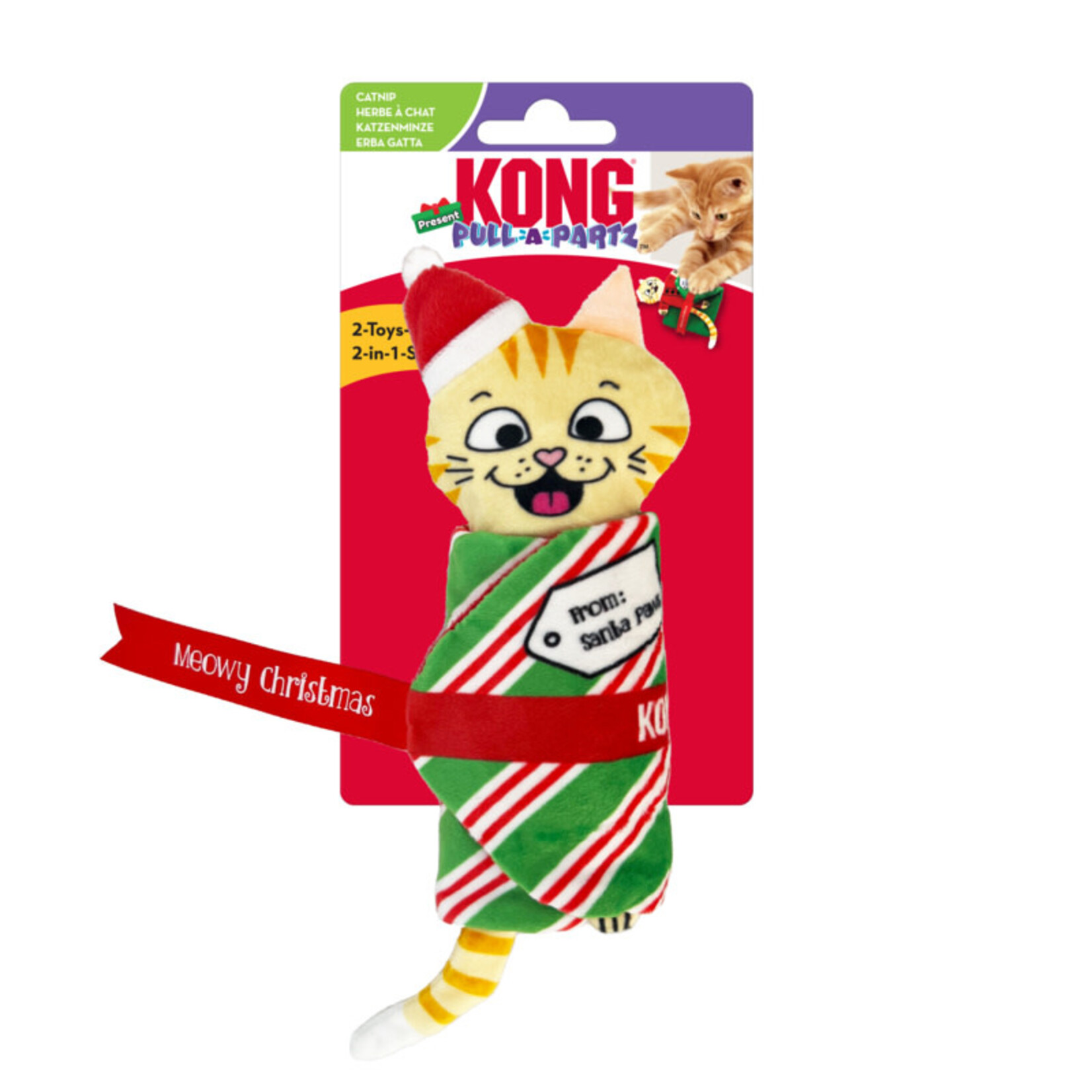 KONG Holiday/Christmas Cat Pull-A-Partz Present Catnip Cat Toy