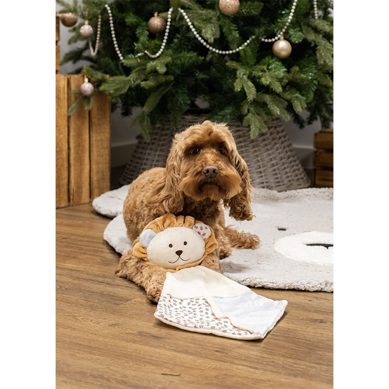 Rosewood Lion Crinkle Blankie Plush Christmas Dog Toy