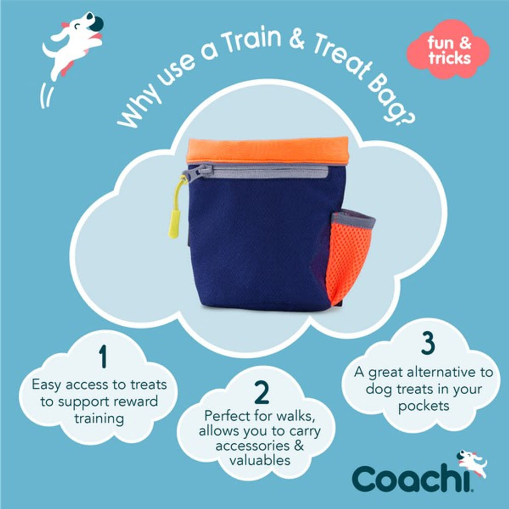 Company of Animals Coachi Dog Train & Treat Bag in Navy & Coral