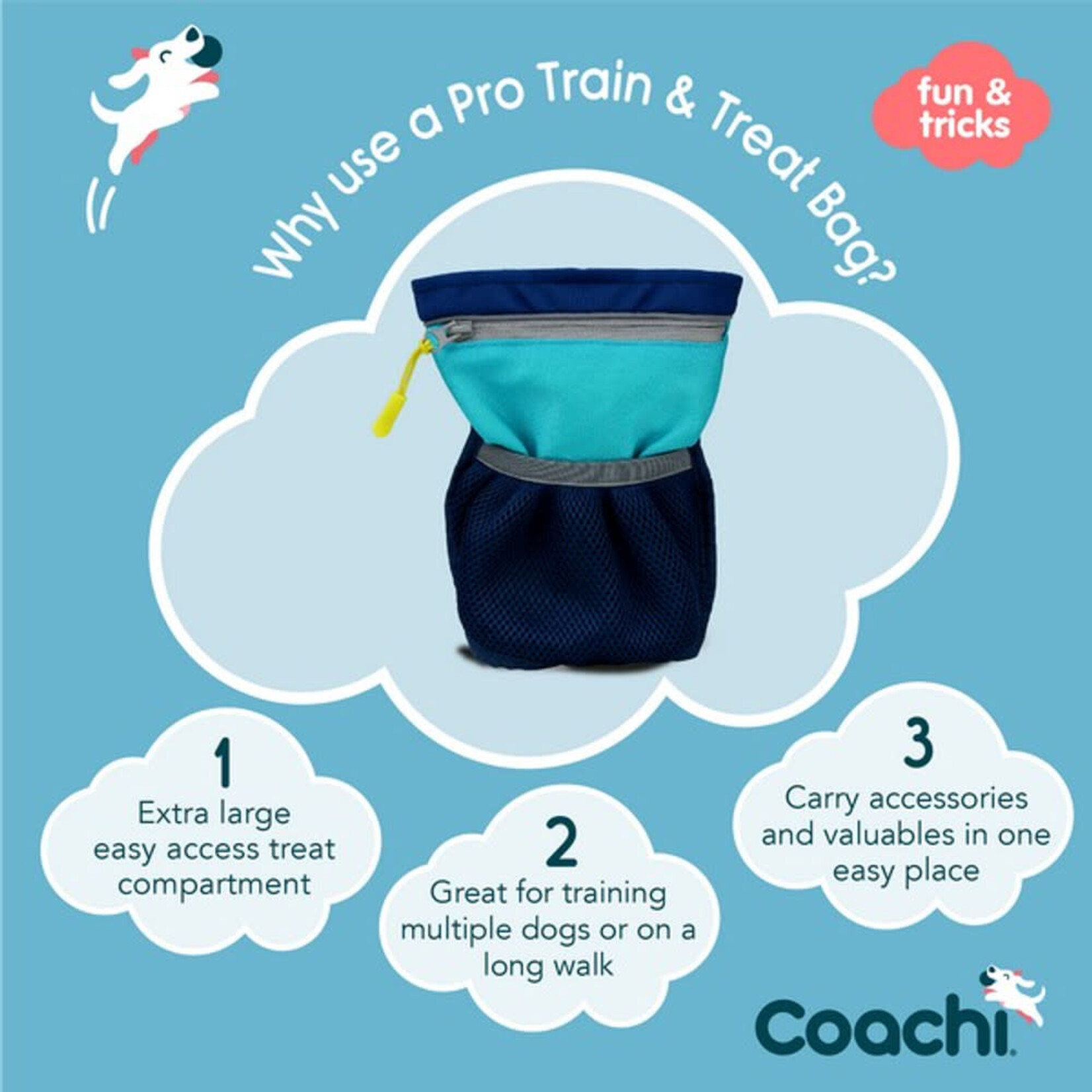 Company of Animals Coachi Pro Dog Train & Treat Bag in Navy & Light Blue