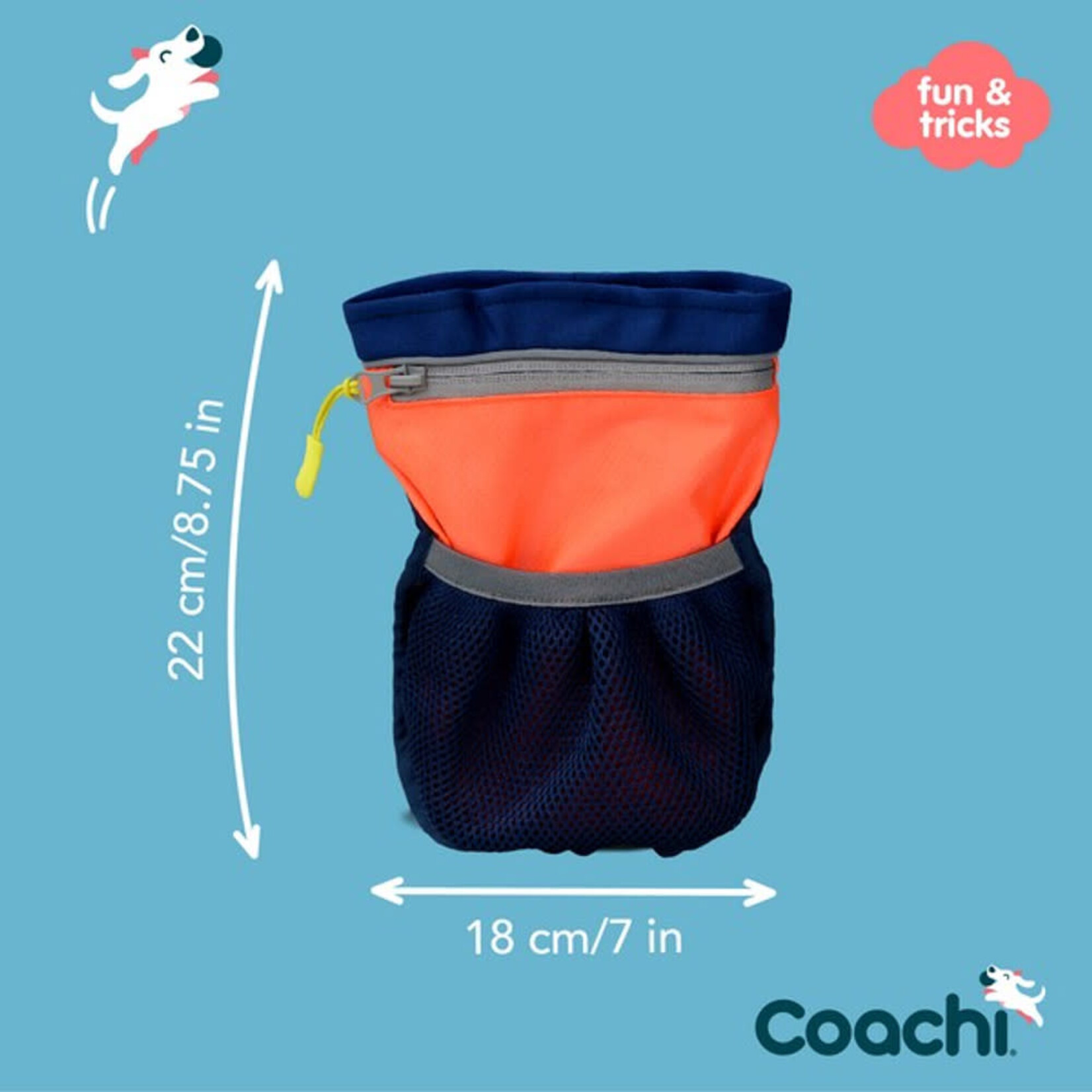 Company of Animals Coachi Pro Dog Train & Treat Bag in Navy & Coral