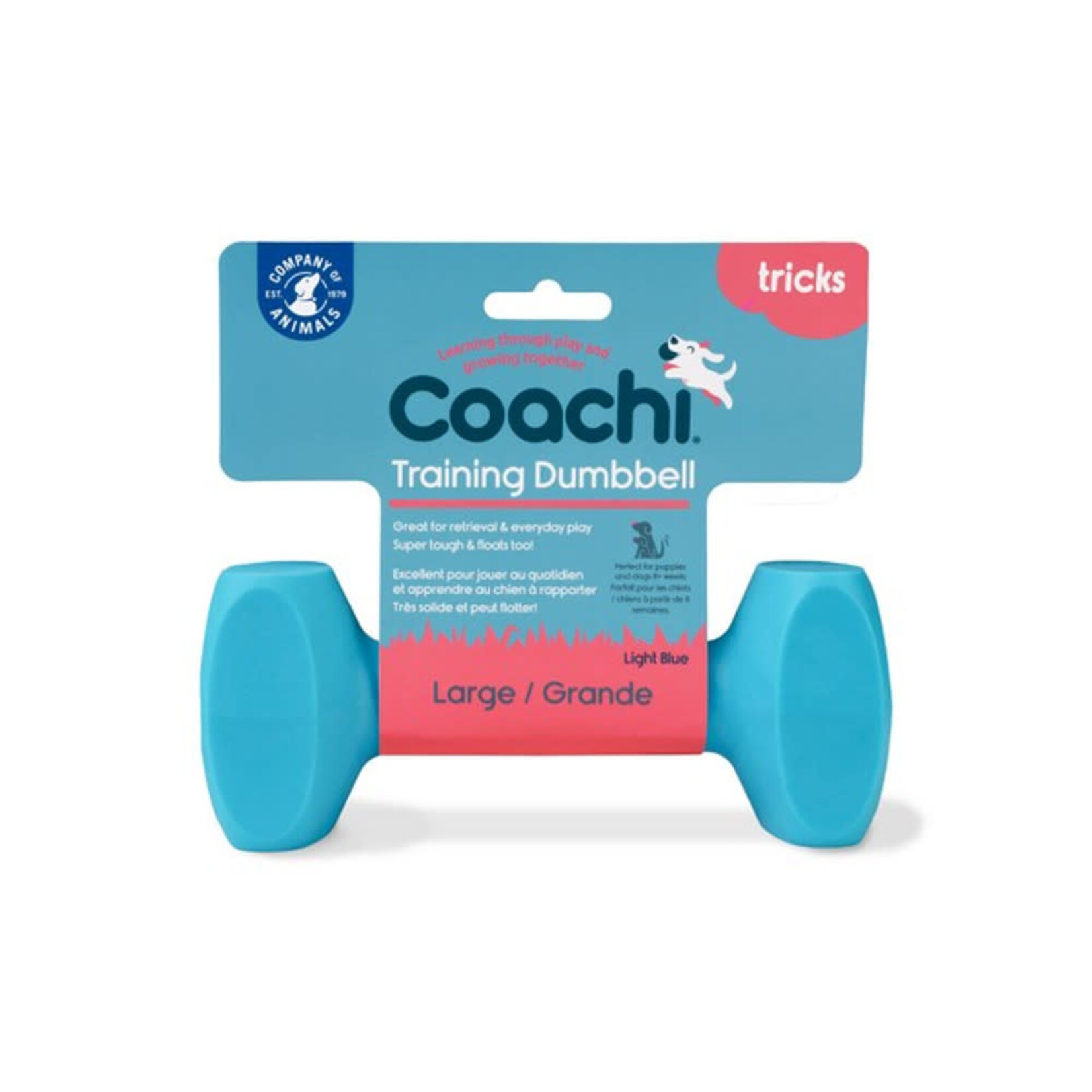 Company of Animals Coachi Dog Training Dumbbell in Light Blue, Large