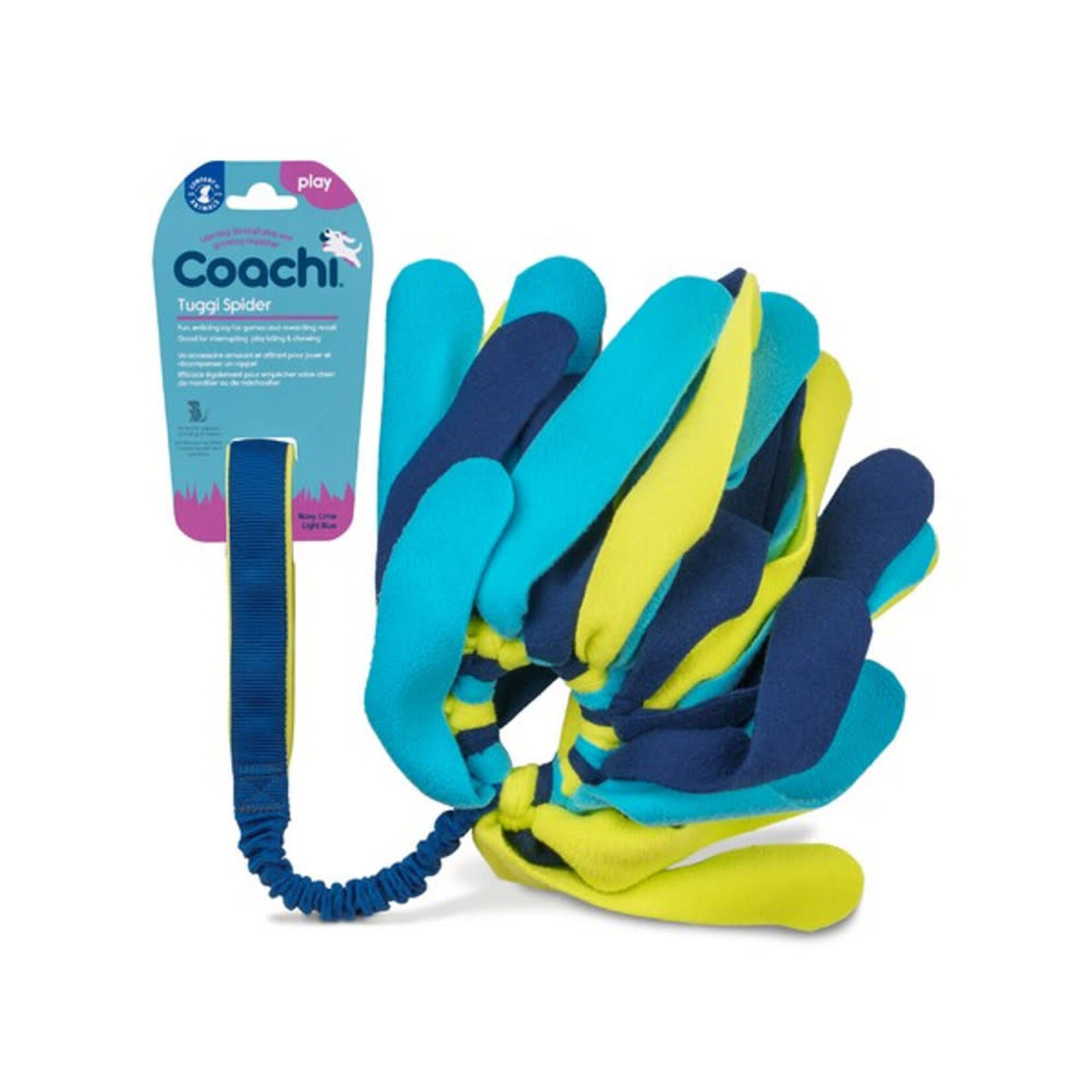 Company of Animals Coachi Tuggi Spider Dog Toy in Navy, Lime & Light Blue