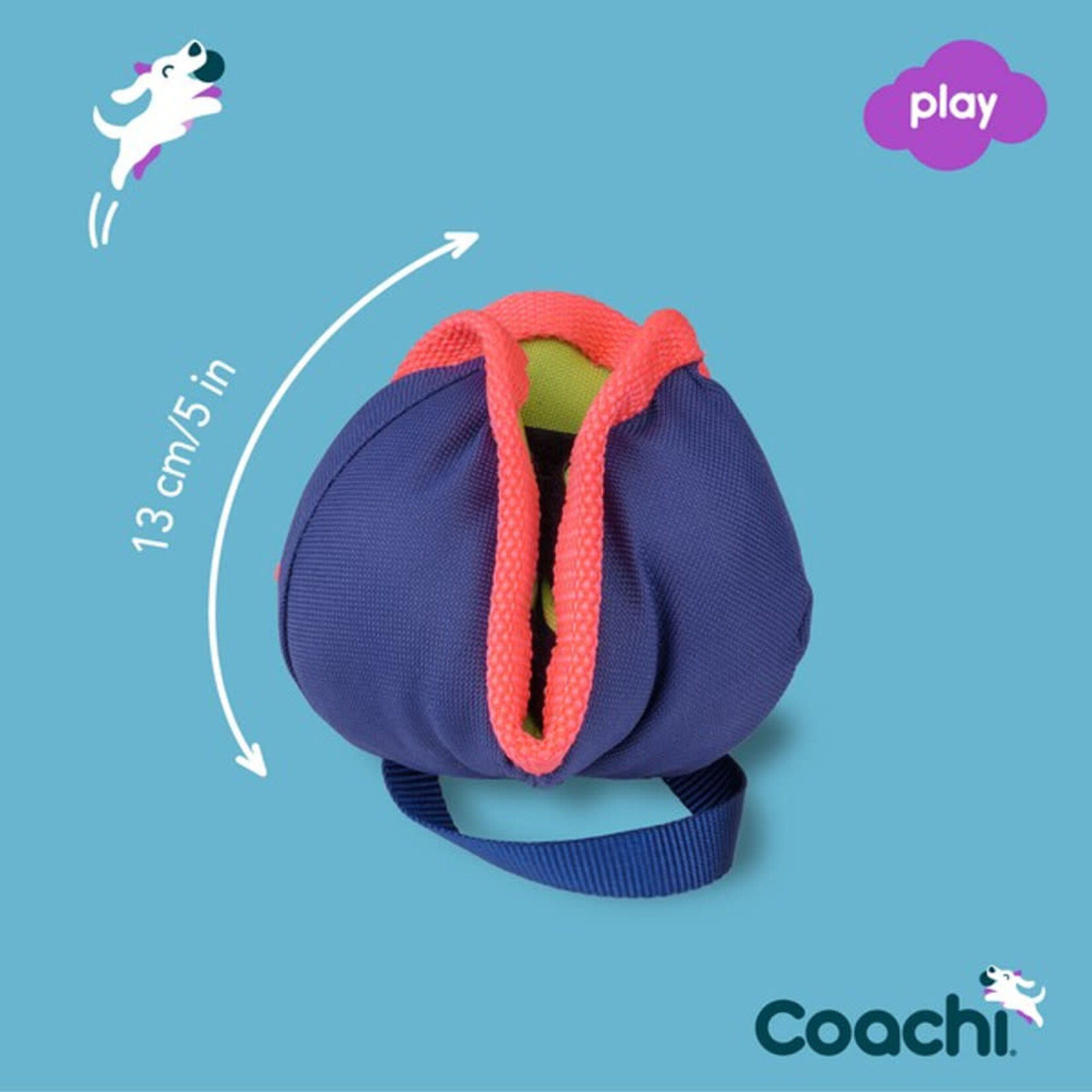 Company of Animals Coachi Chase & Treat Dog Toy in Navy, Lime & Coral