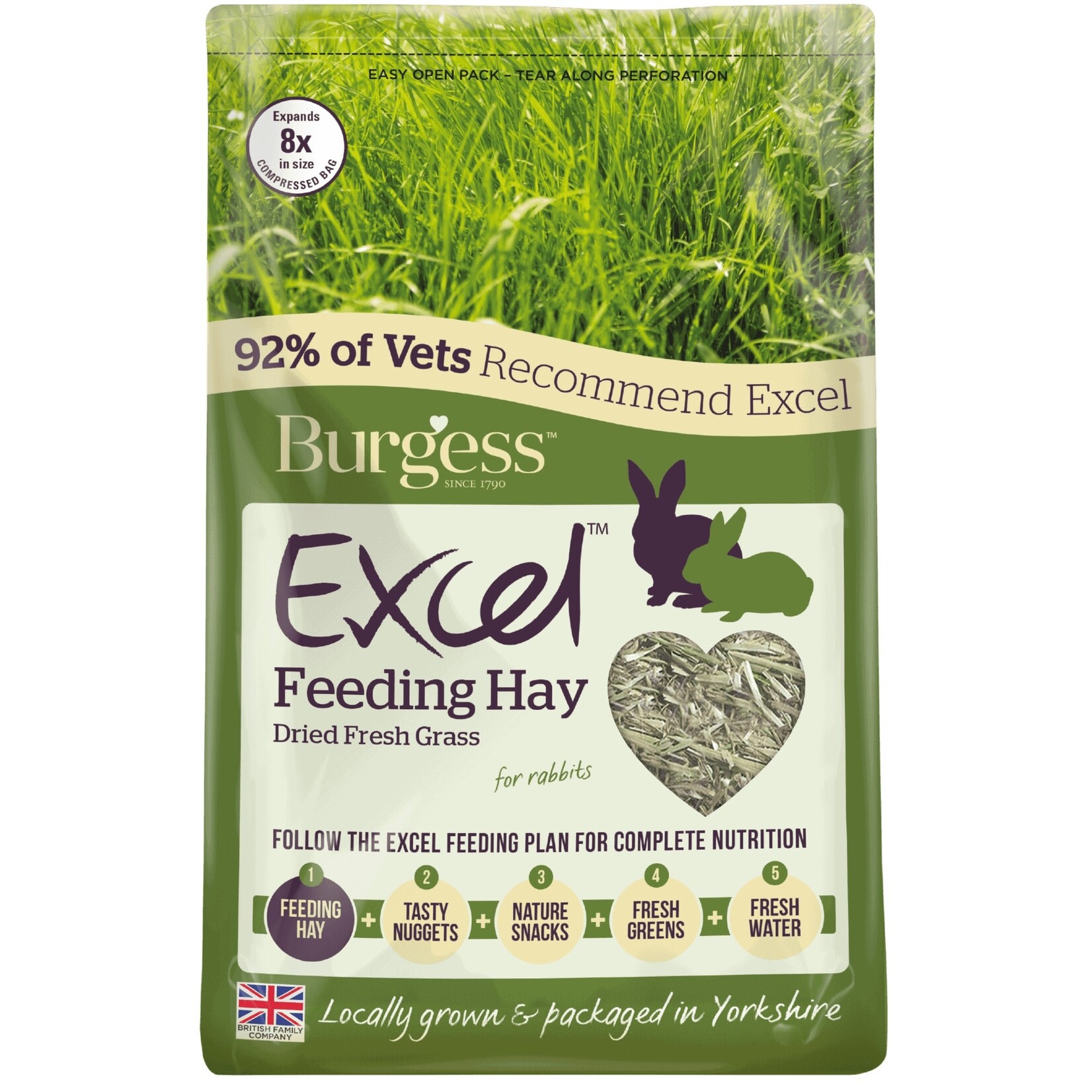 Burgess Excel Feeding Hay Dried Fresh Grass for Rabbits, 1kg