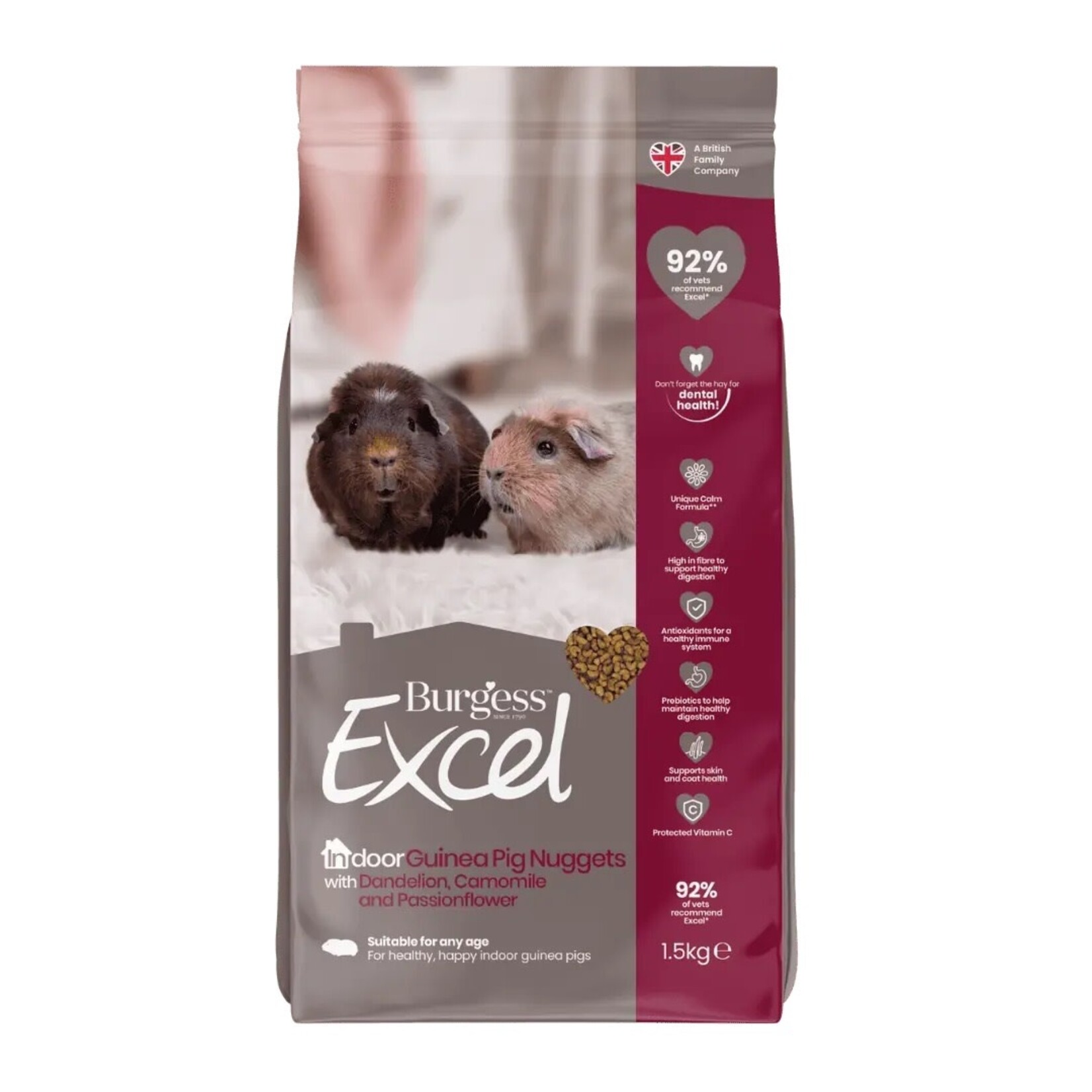 Burgess Excel Indoor Guinea Pig Nuggets, 1.5kg