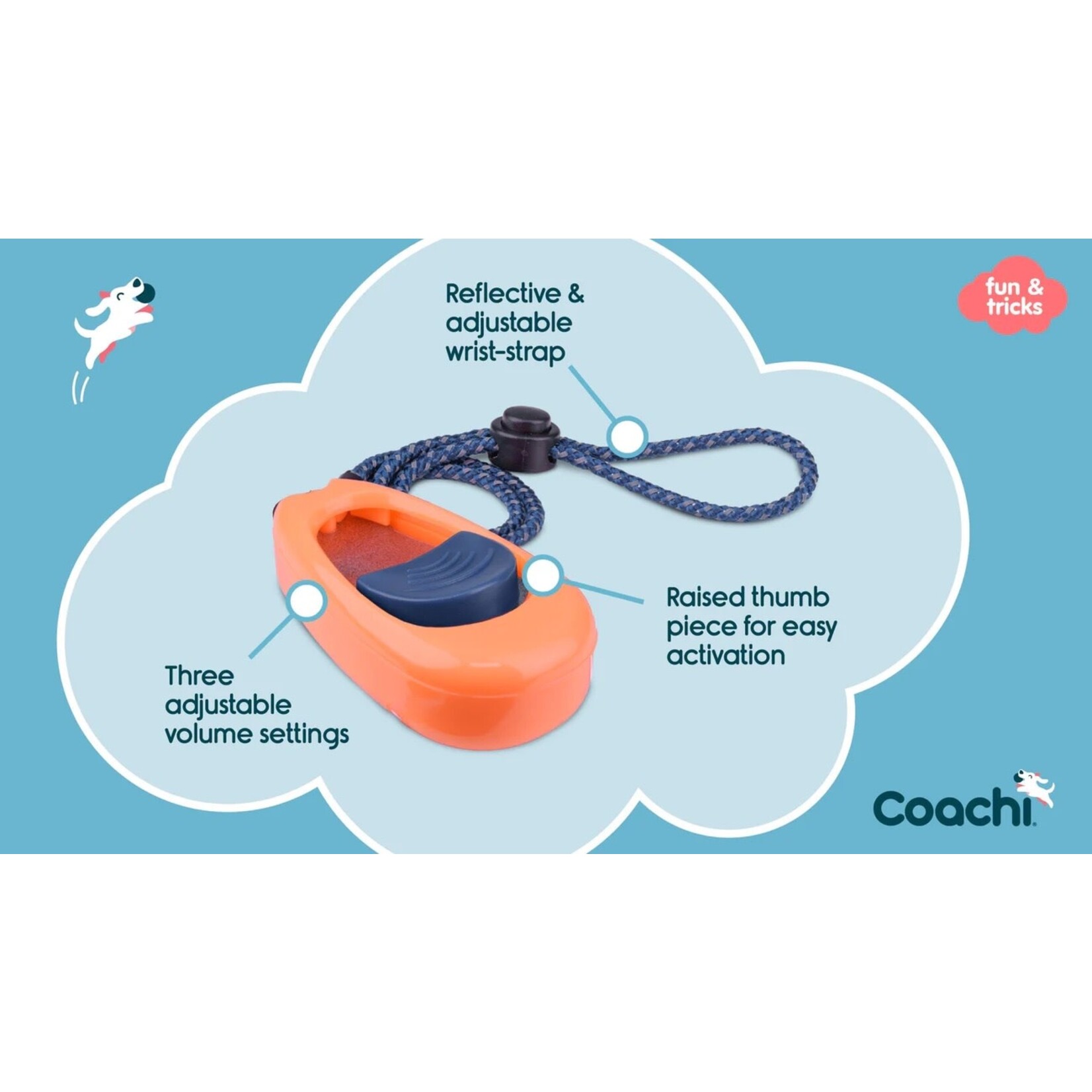 Company of Animals Coachi Dog Multi-Clicker Navy, Coral Button