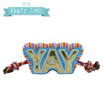 Ancol Pawty YAY Tugger Plush Squeaky Rope Dog Toy