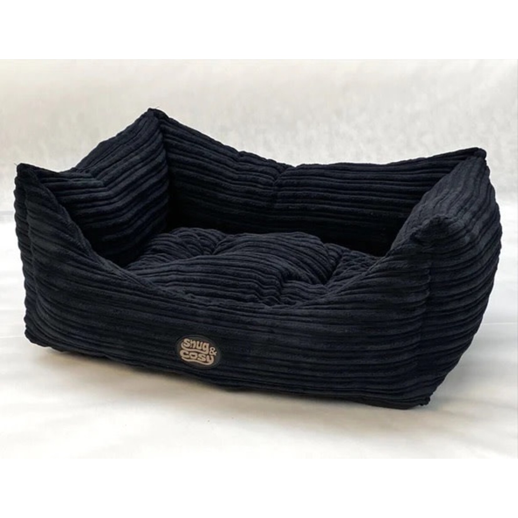 Snug & Cosy San Remo Chunky Cord Rectangular Dog Bed, Black