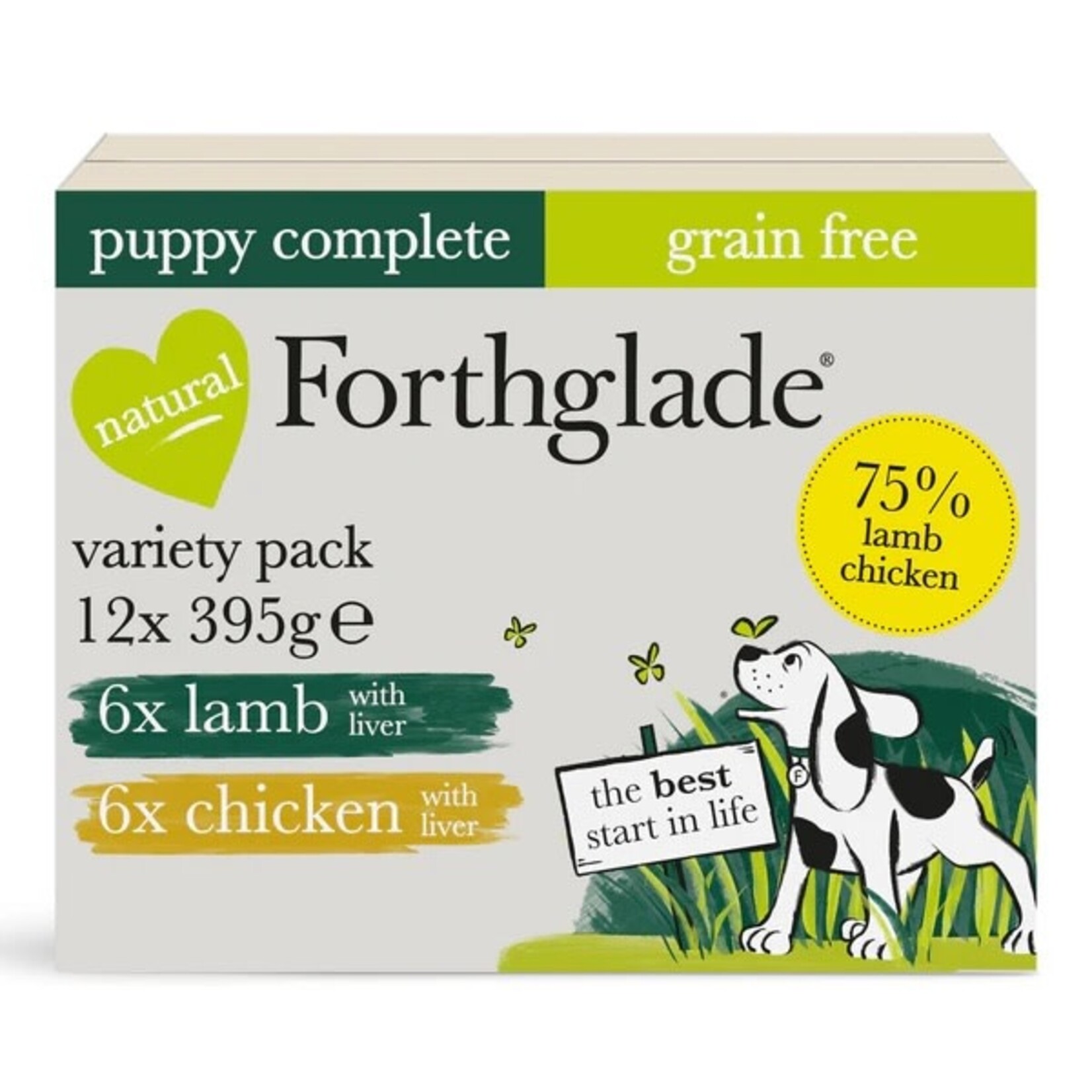 Forthglade Complete Grain Free Puppy Variety Pack Lamb and Chicken, with Liver & Vegetables Wet Dog Food, 12 x 395g