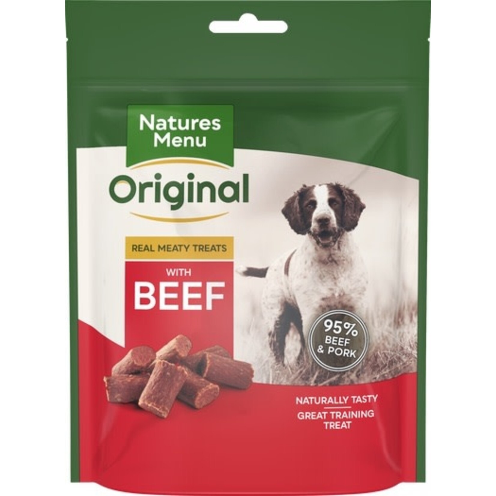 natures menu Real Meaty Beef Dog Treats, 120g