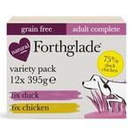 Forthglade Complete Grain Free Duck & Chicken Adult Wet Dog Food, Variety Pack 12 x 395g