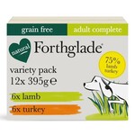 Forthglade Complete Grain Free Lamb & Turkey Adult Wet Dog Food, Variety Pack 12 x 395g