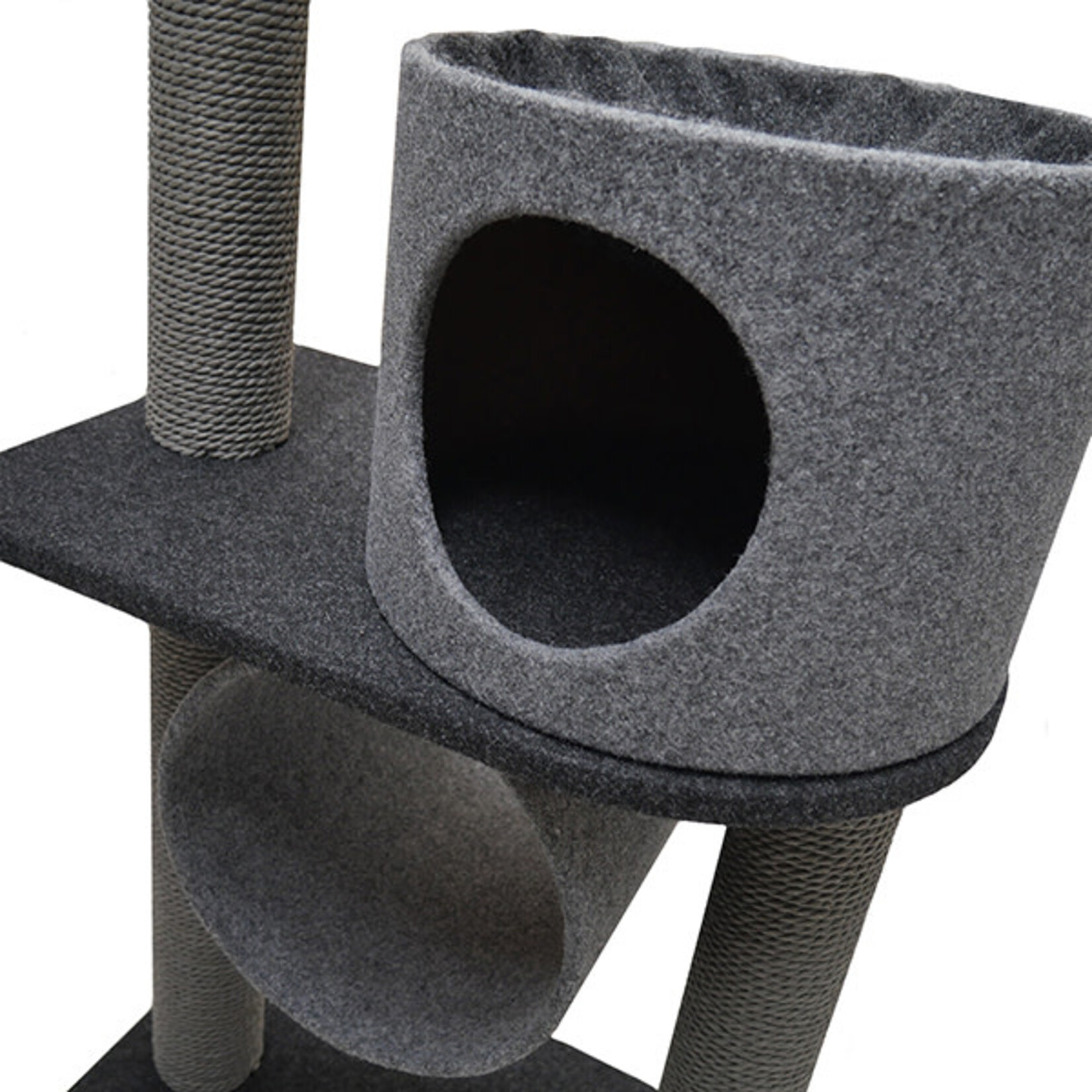 Rosewood Charcoal Felt Double Tower Cat Scratching Post