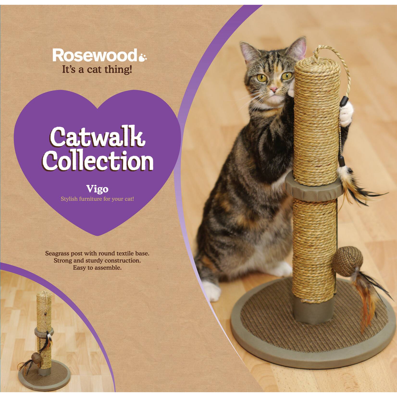 Rosewood Vigo Natural Seagrass Cat Scratching Post