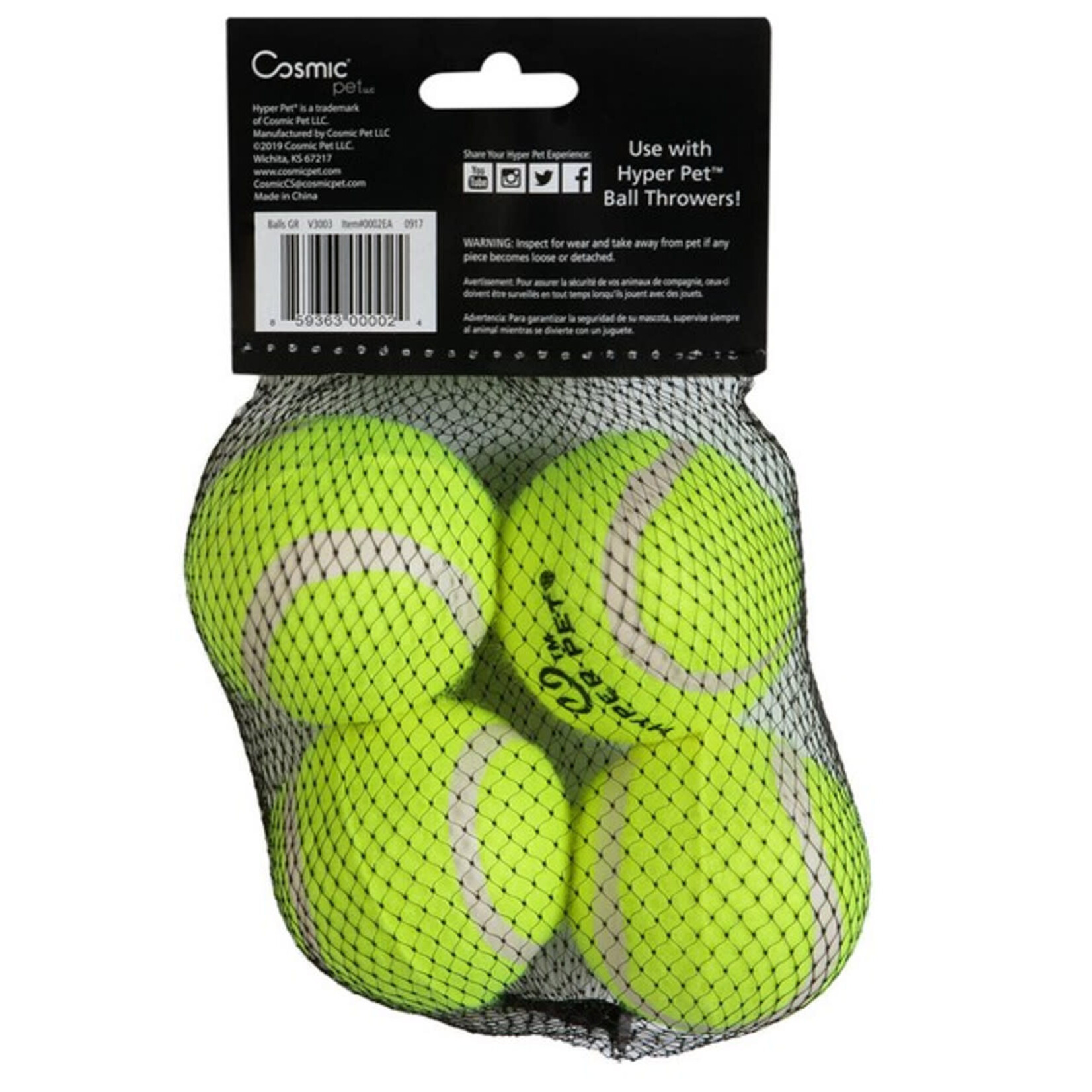 Hyper Pet Tennis Balls Dog Toy in Green, 4 pack
