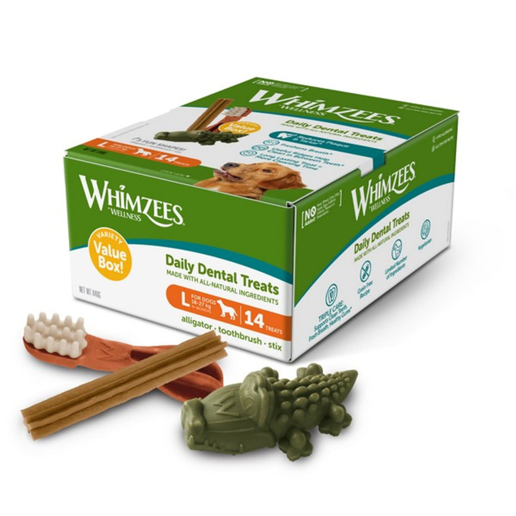 Whimzees Variety Value Box Natural Daily Dental Dog Chew Treats for Large Dogs, 14 pack