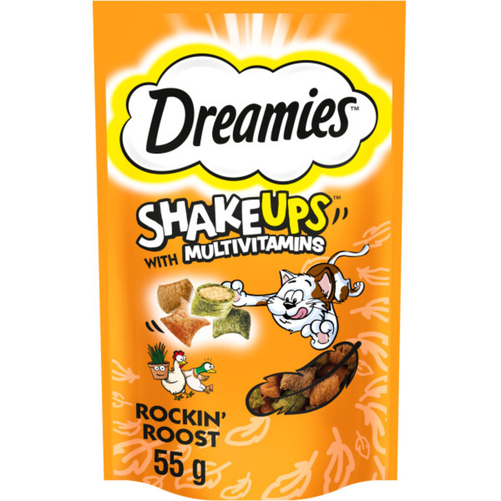 Dreamies Shakeups  with Multivitamins Rockin Roost Cat Treats, 55g