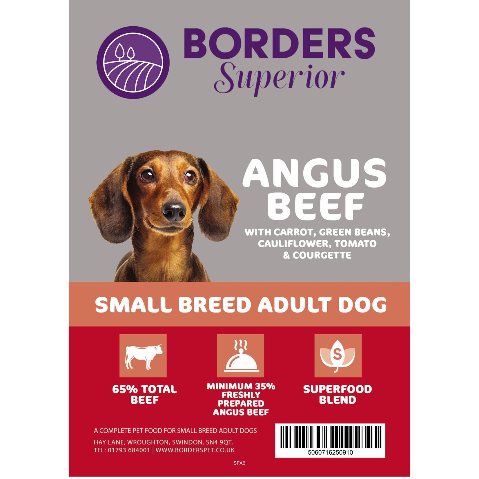 Borders Superior Adult Dog Small Breed Angus Beef with Carrot, Green Beans, Cauliflower, Tomato & Courgette