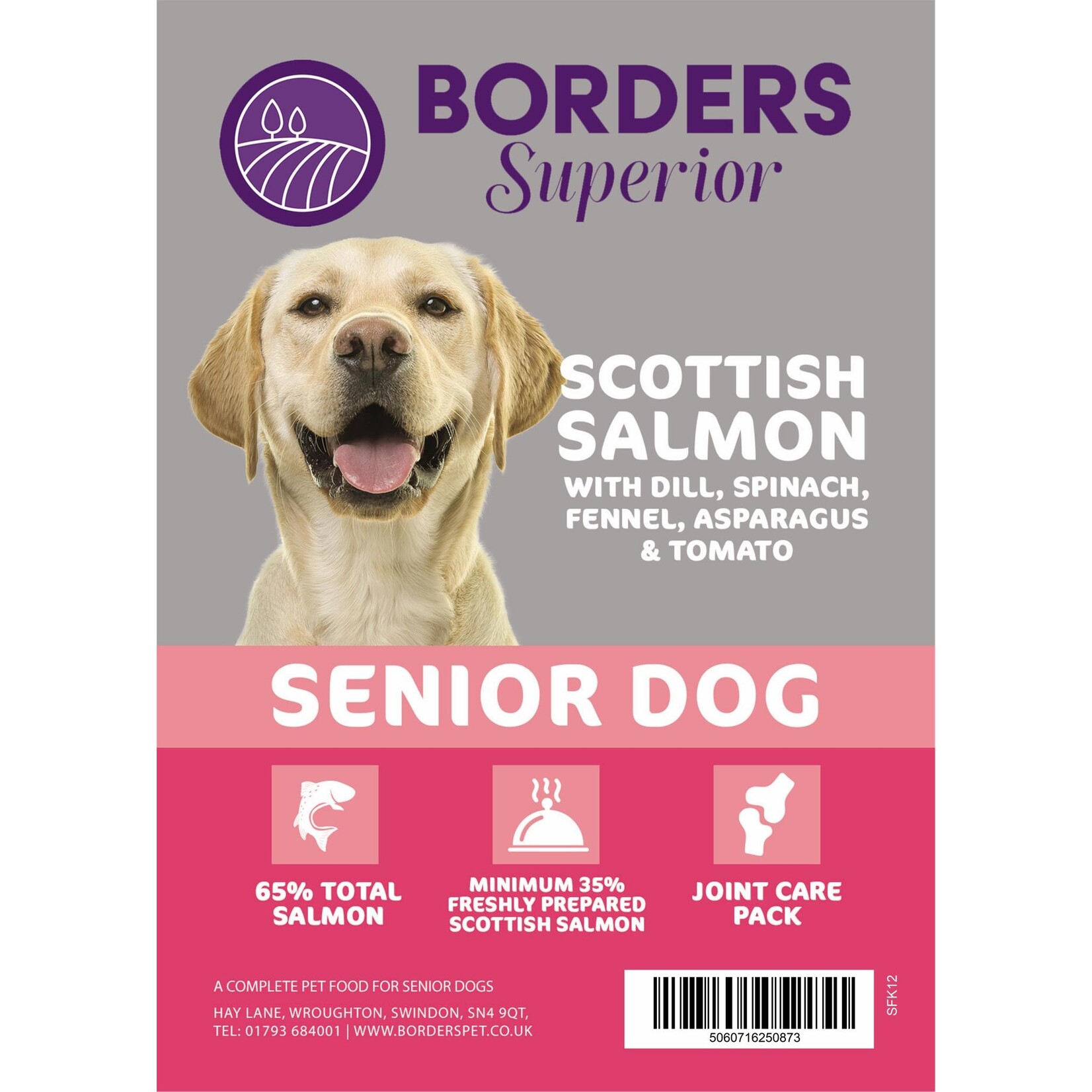 Borders Superior Senior Dog Scottish Salmon with Dill, Spinach, Fennel, Asparagus & Tomato