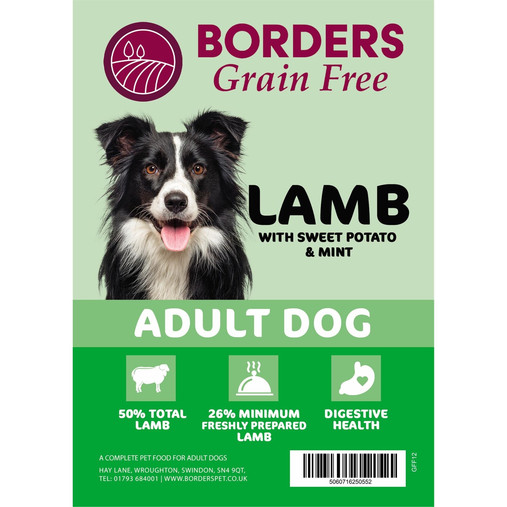 Borders Grain Free Adult Dog Dry Food with Lamb, Sweet Potato & Mint