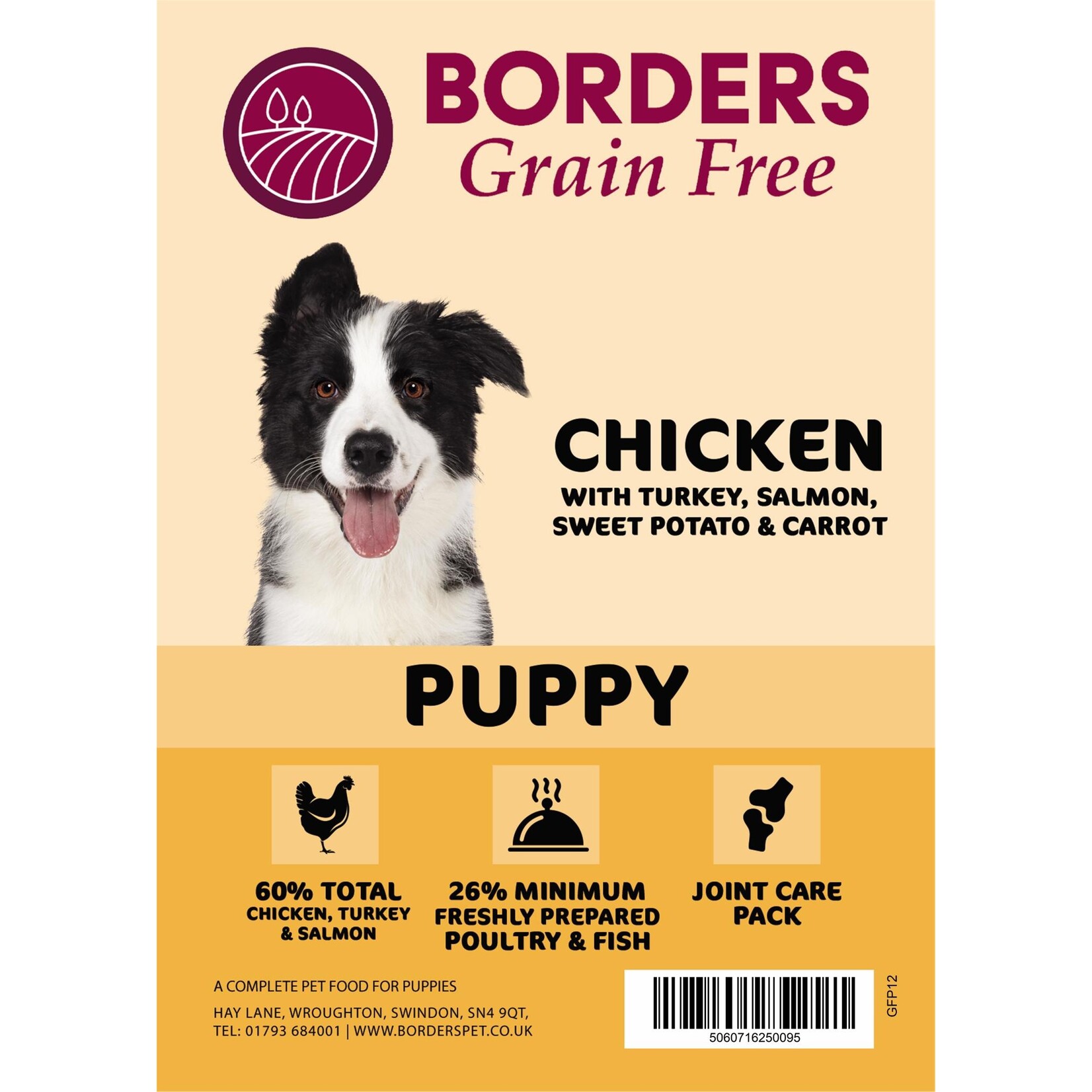 Borders Grain Free Puppy Junior Dry Food Chicken with Turkey & Salmon