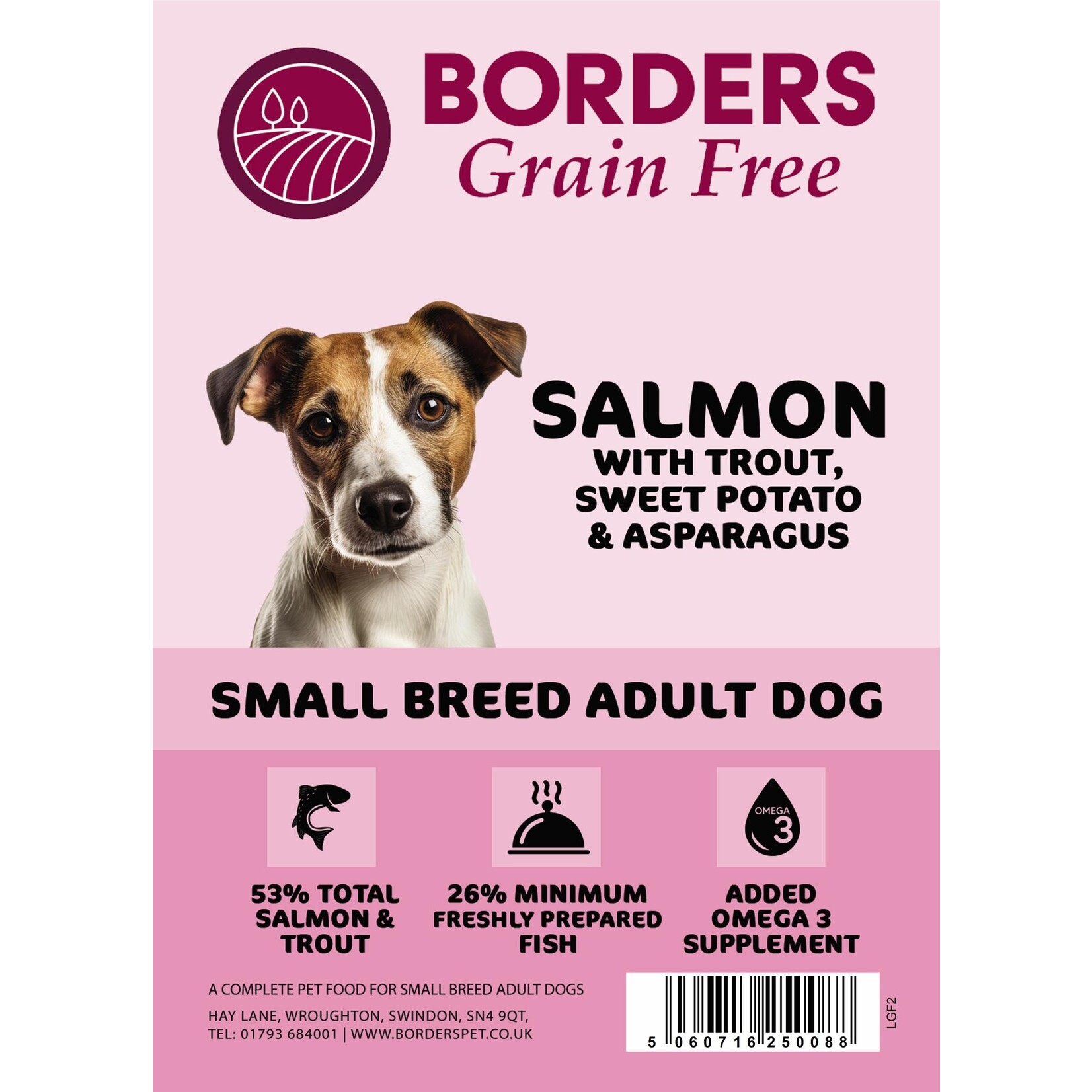 Borders Grain Free Small Breed Adult Dry Dog Food with Salmon, Trout, Sweet Potato & Asparagus
