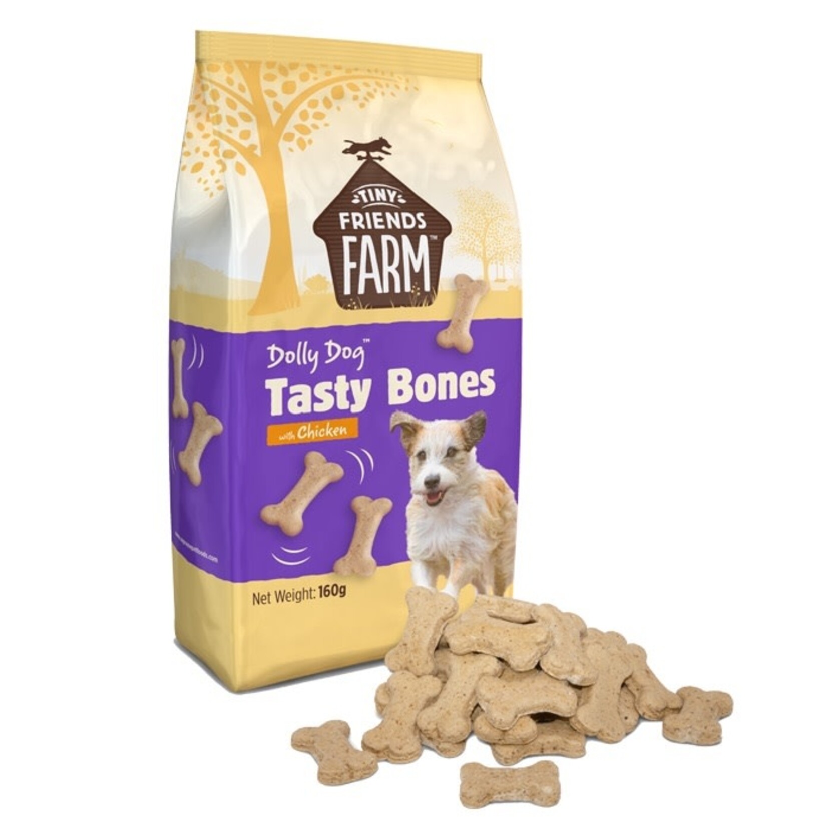 Supreme Tiny Friends Farm Dolly Dog Tasty Bones Chicken Treats, 160g