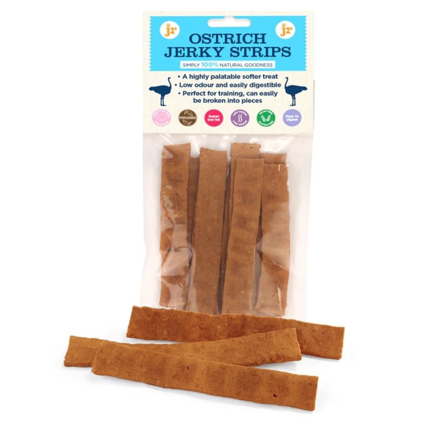 jr pet products Ostrich Jerky Strips Natural Dog Treats, 10 pack