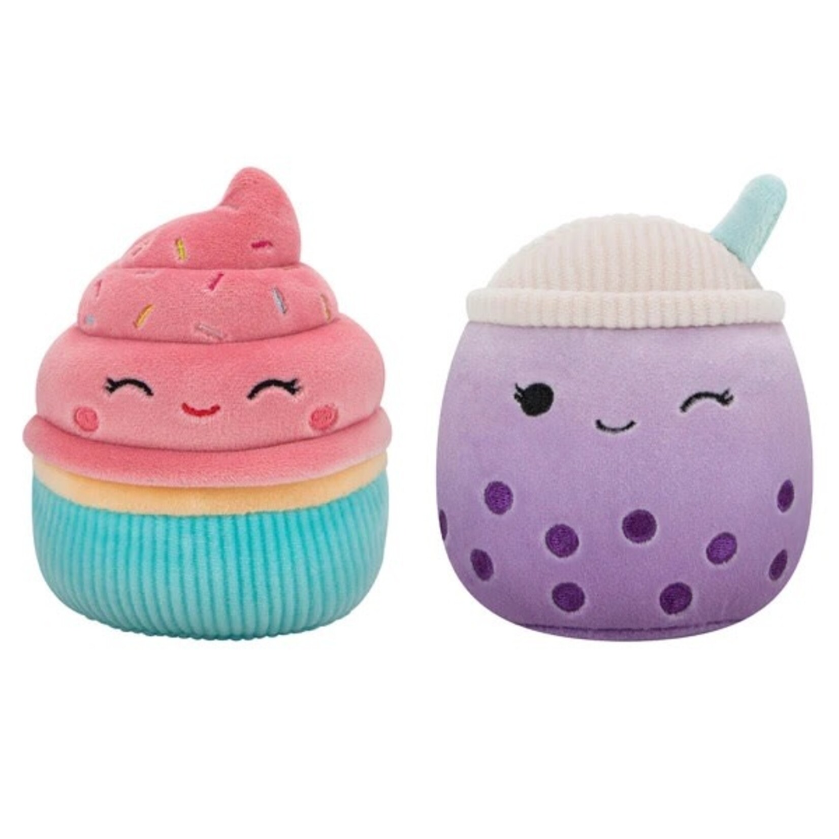 Jazwares Squishmallows Sweets Squeaky Plush Dog Toys, Poplina & Diedre