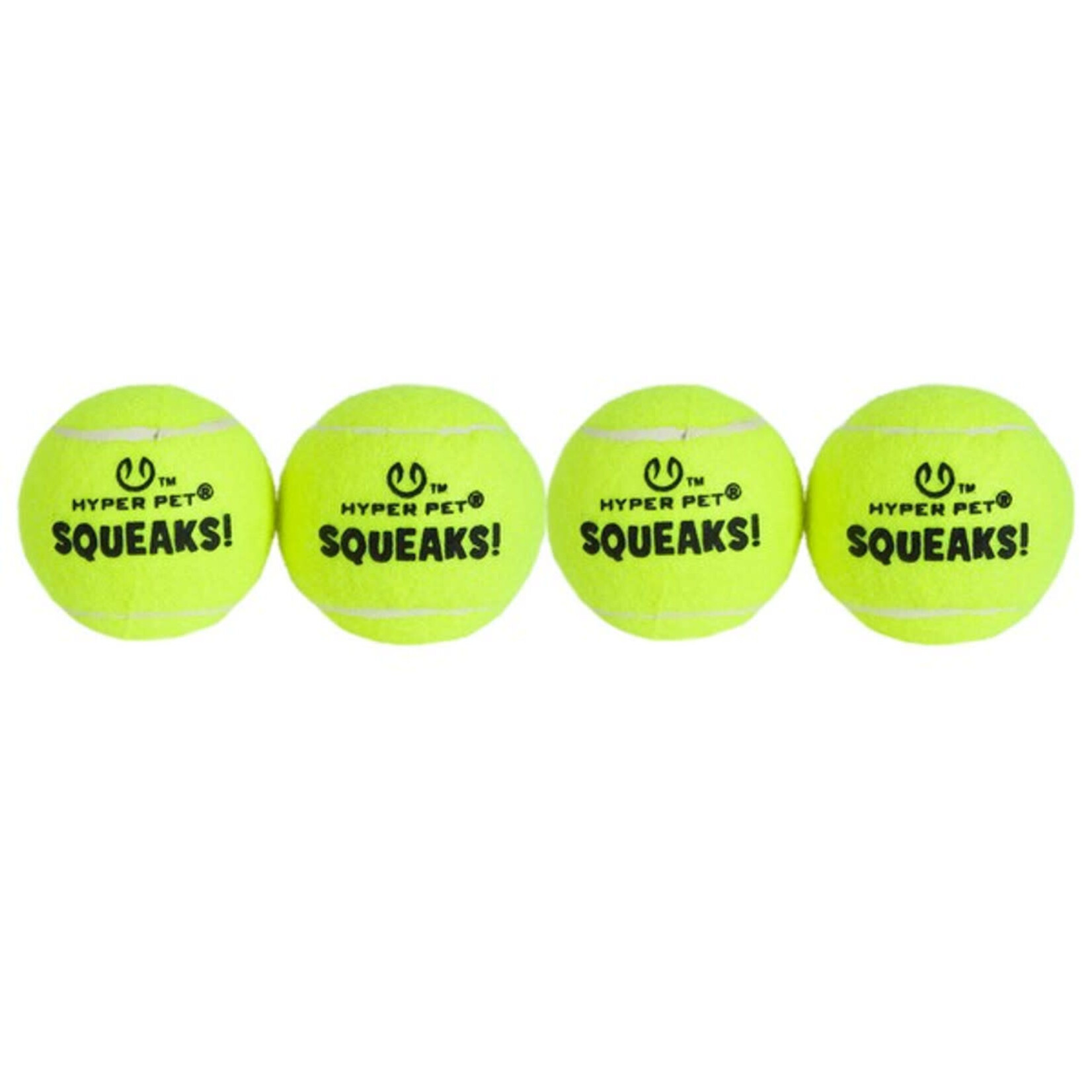 Hyper Pet Squeaks Tennis Balls Dog Toy in Green, 4 pack
