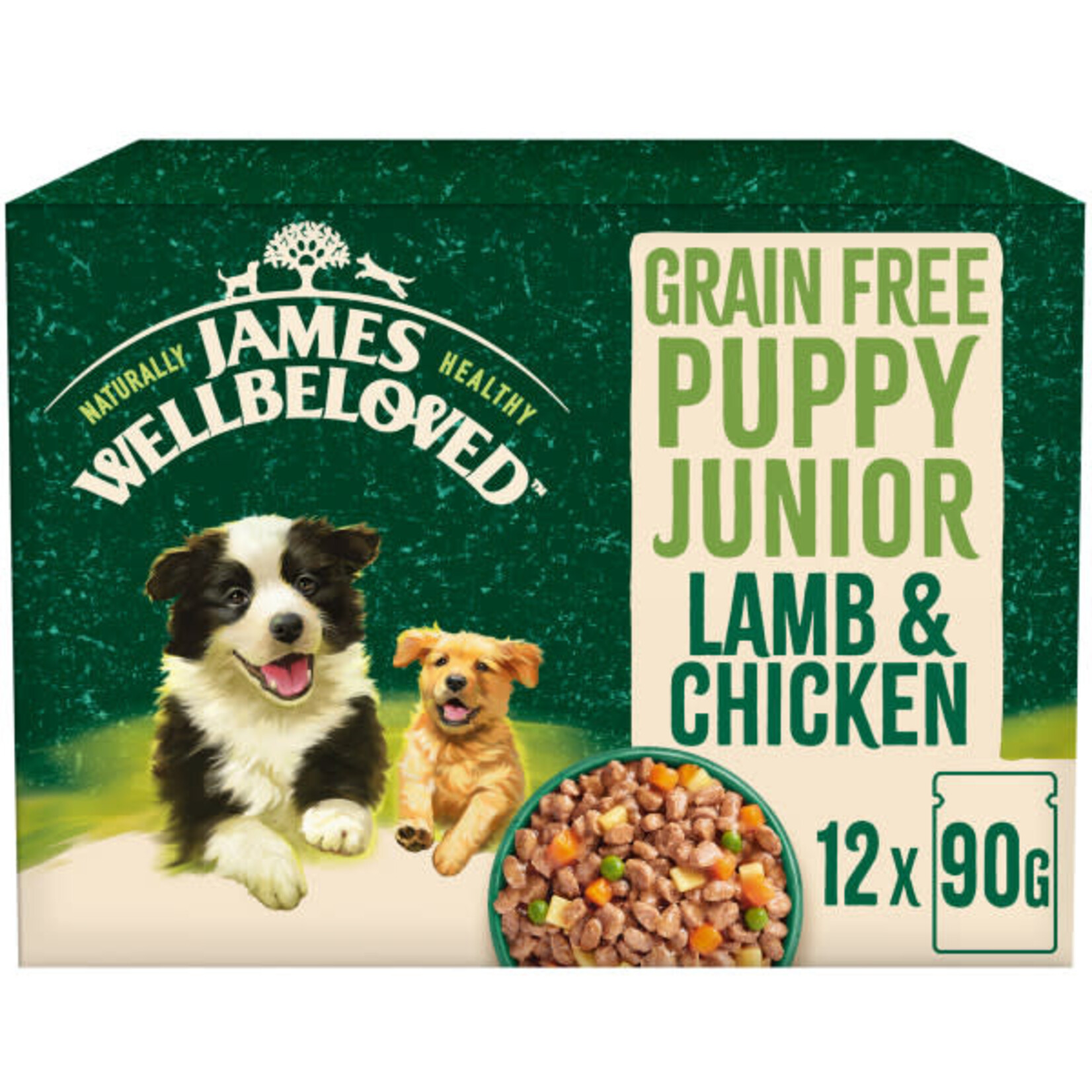 James Wellbeloved Dog Grain Free Puppy Lamb and Chicken in Gravy Pouch 12 x 90g