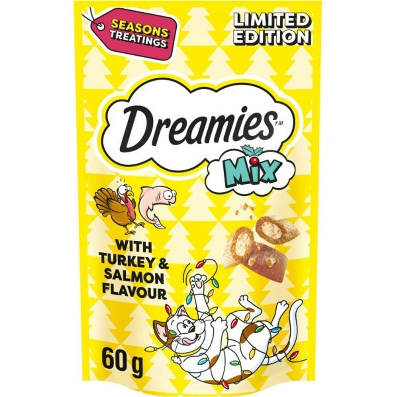Dreamies Christmas Mix Turkey & Salmon Cat Treats, 60g